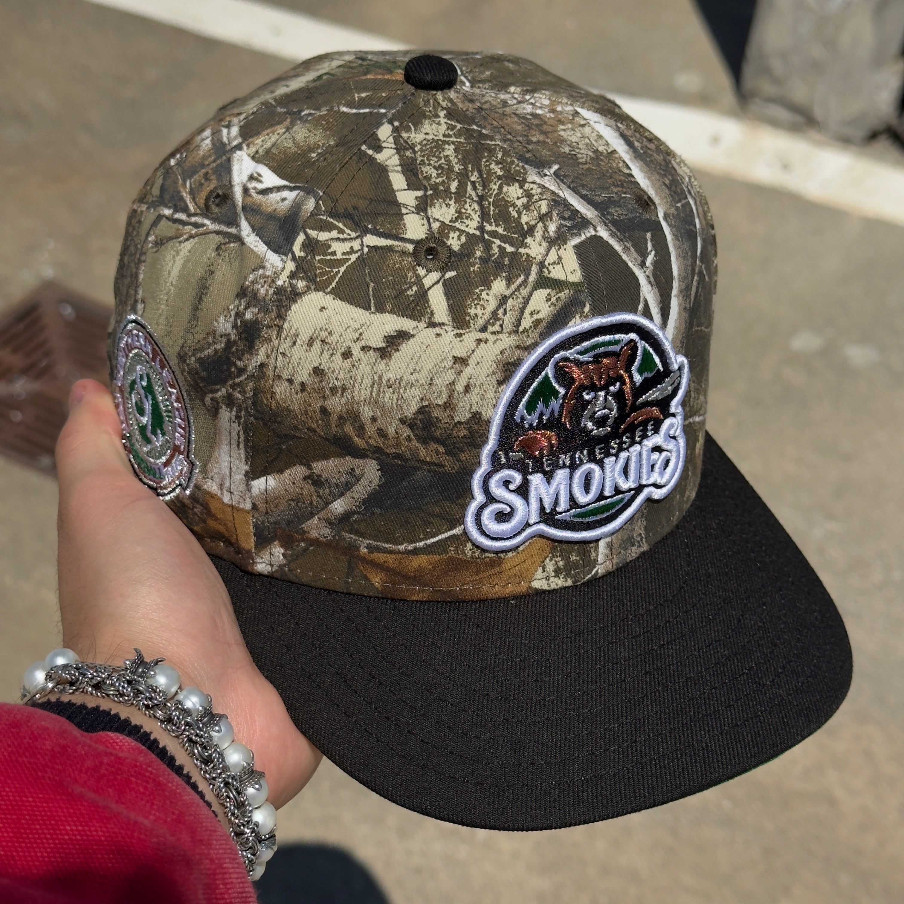 7 3/8 USED Camo Realtree Tennessee Smokies Minor League 59fifty New Era Fitted Hat Cap