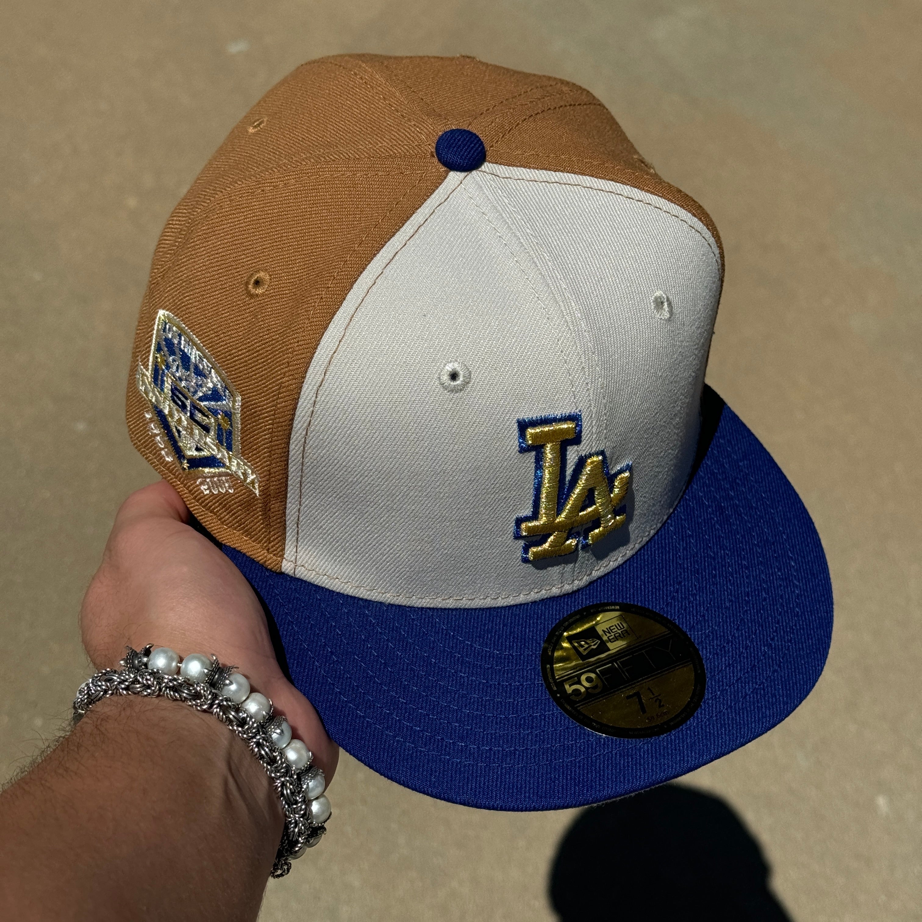 NEW 1/2 Copper Los Angeles Dodgers 50th Anniversary 59fifty New Era Fitted Hat Cap