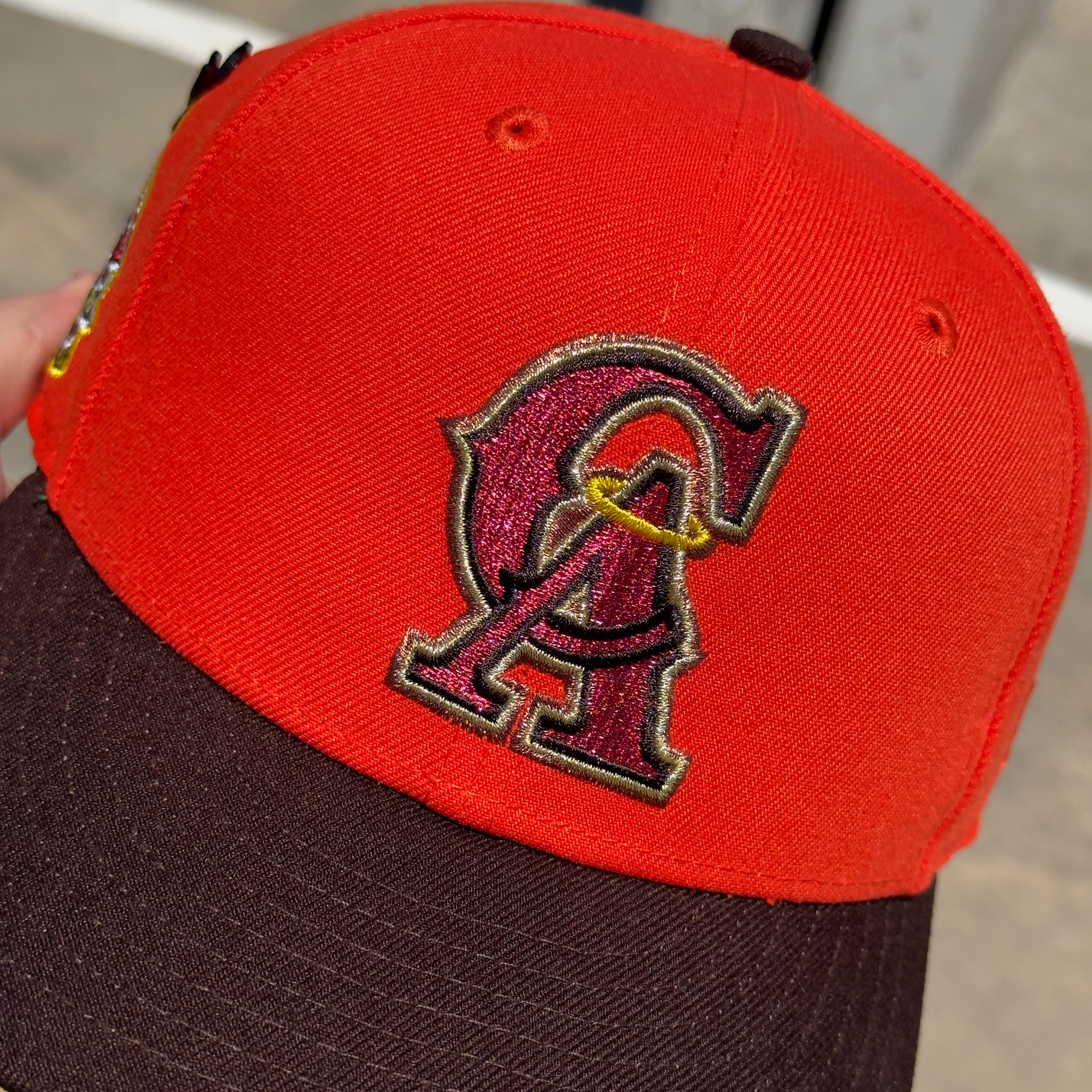 7 1/8 USED Orange Anaheim Angels 35th Annviersary 59fifty New Era Fitted Hat Cap