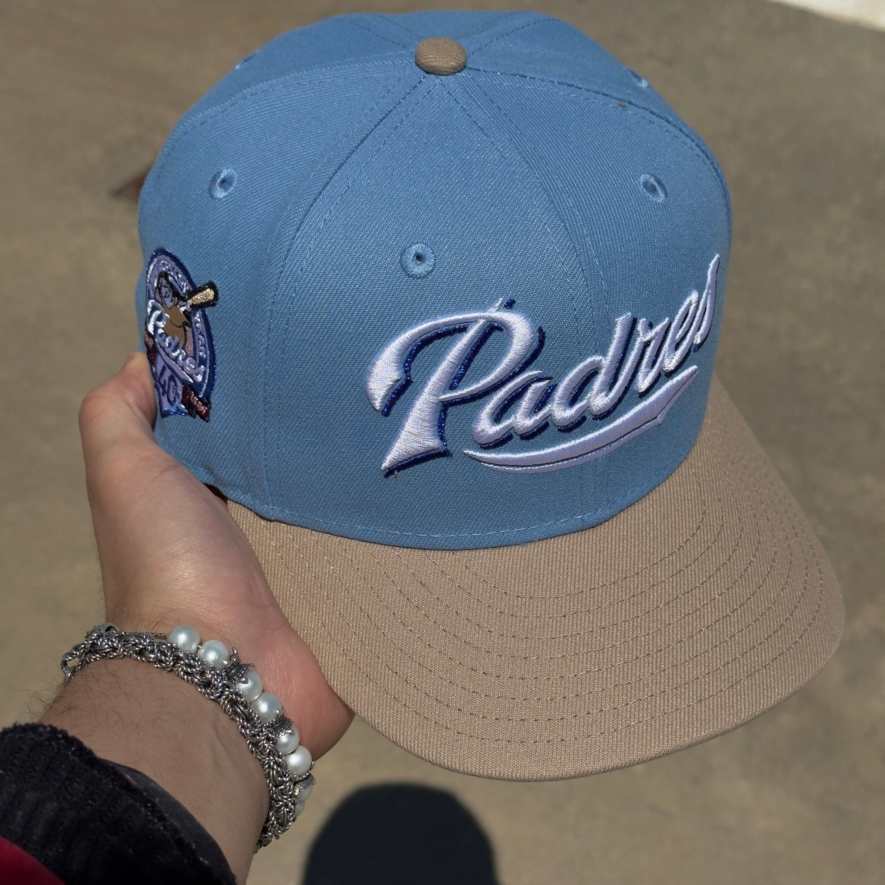 7 1/4 USED Sky Blue Sand Diego Padres 40th 59fifty New Era Fitted Hat Cap