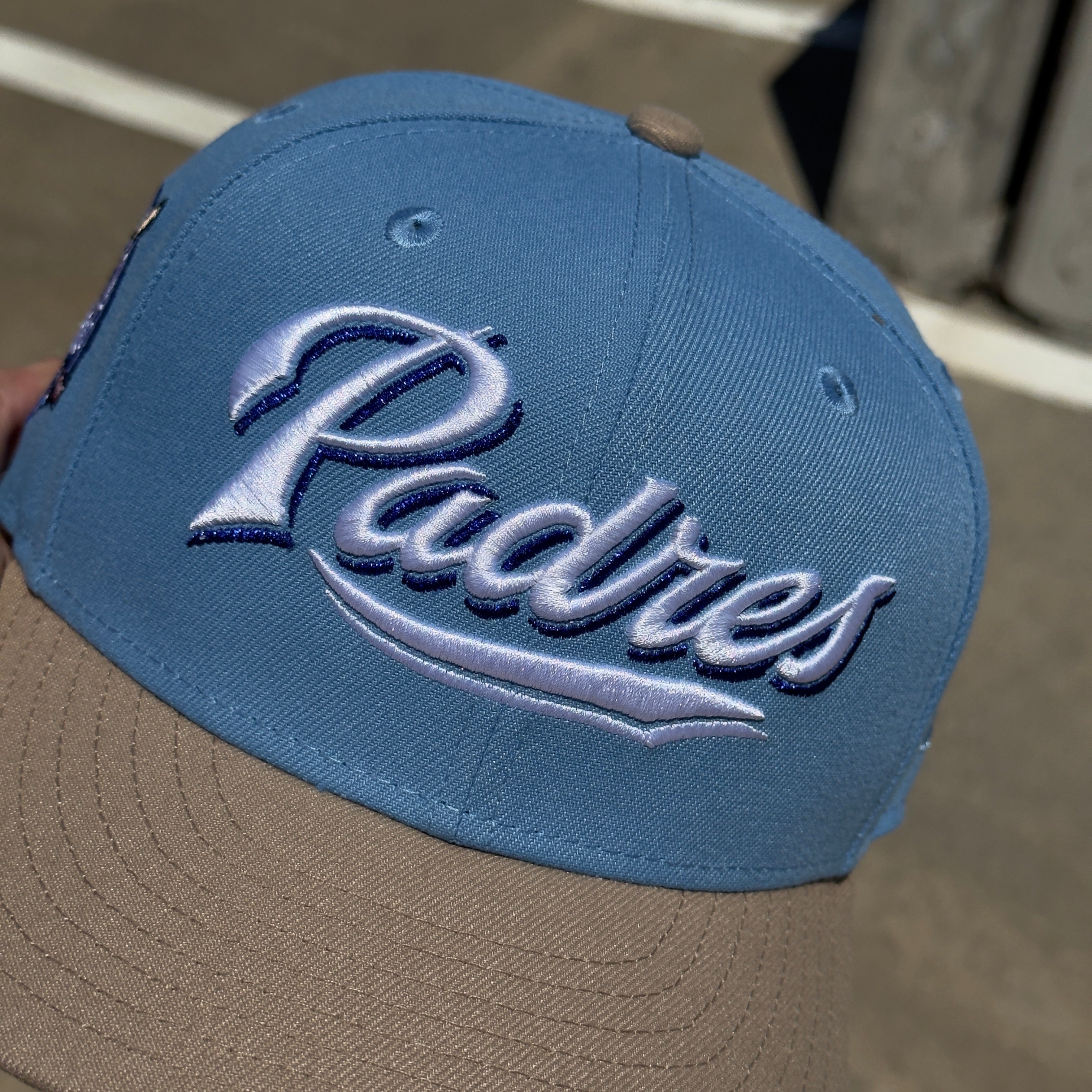 7 1/4 USED Sky Blue Sand Diego Padres 40th 59fifty New Era Fitted Hat Cap