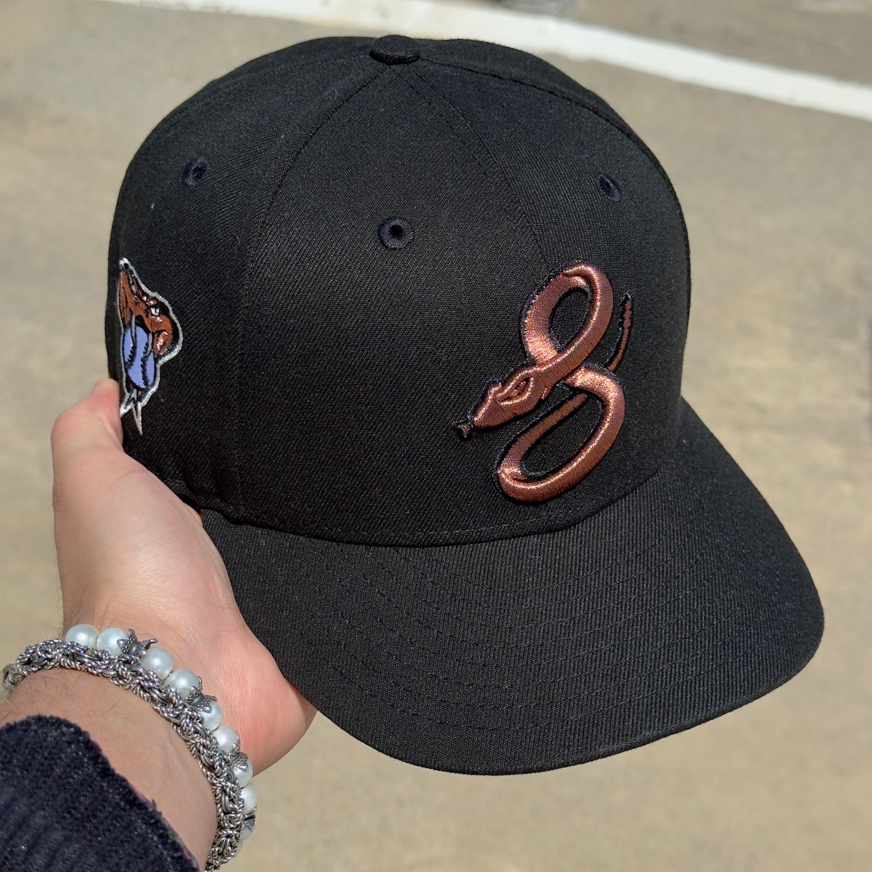 7 3/8 USED Black Arizona Diamondbacks Serpientes 59fifty New Era Fitted Hat Cap