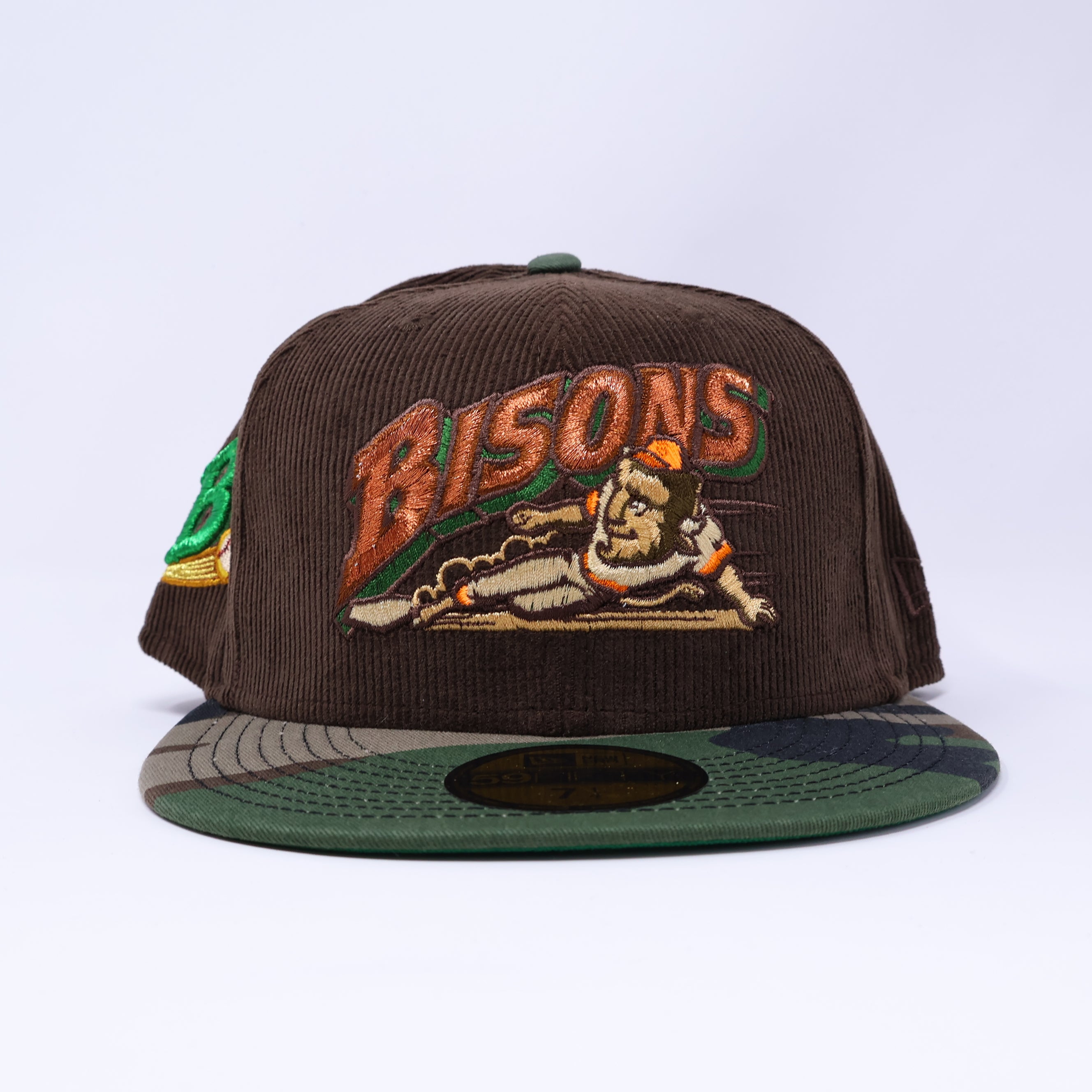 NWT 1/4 Brown Corduroy Buffalo Bisons B Logo 59fifty New Era Fitted Hat Cap