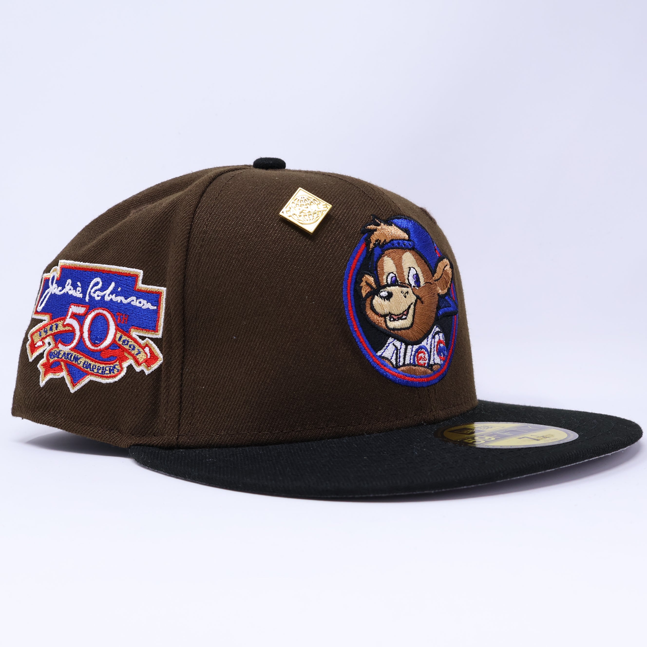 7 1/4 Brown Chicago Cubs Clark Mascot Jackie Robinson 59fifty New Era Fitted Cap Hat