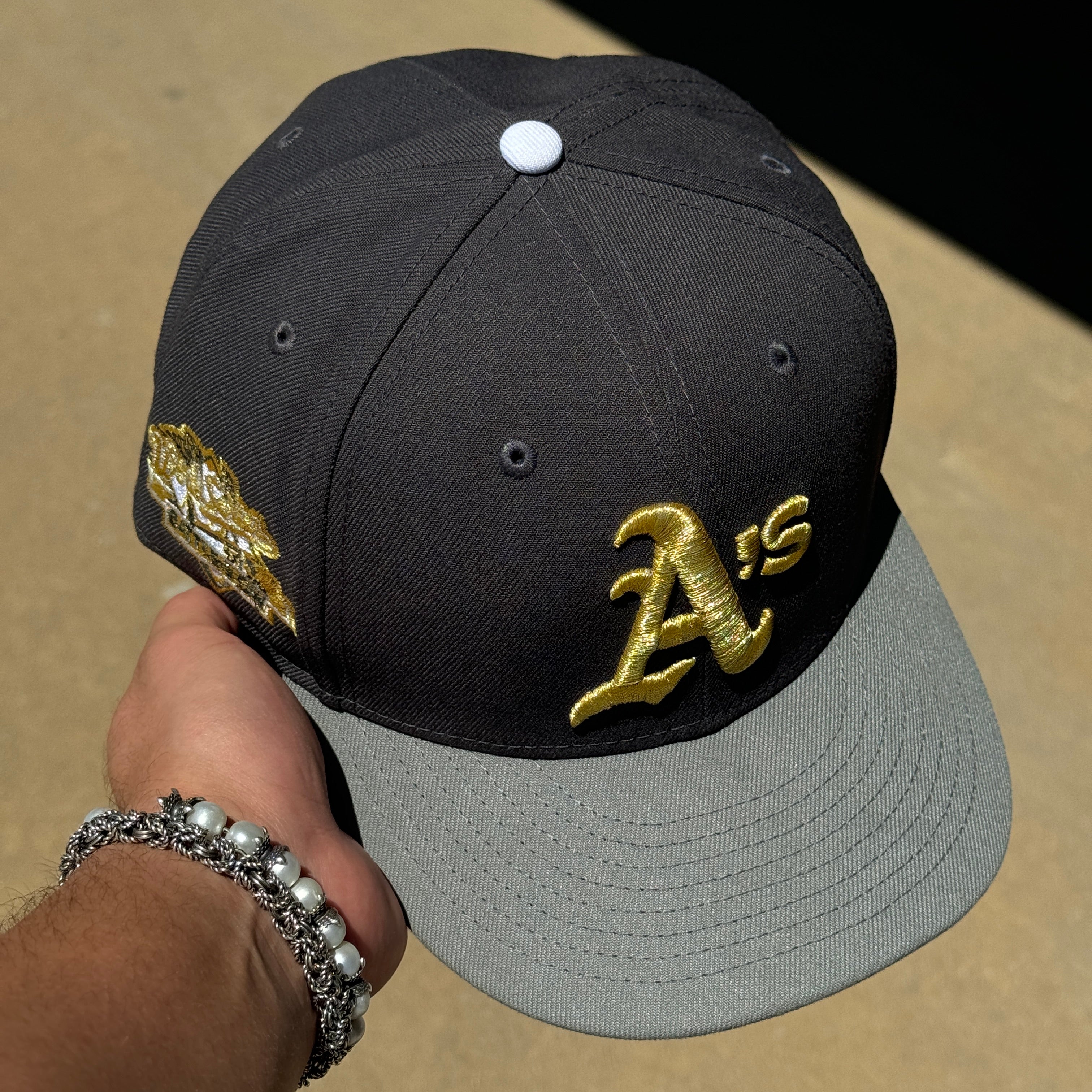 USED 3/4 Gray Oakland Athletics 1989 World Series 59fifty New Era Fitted Hat Cap