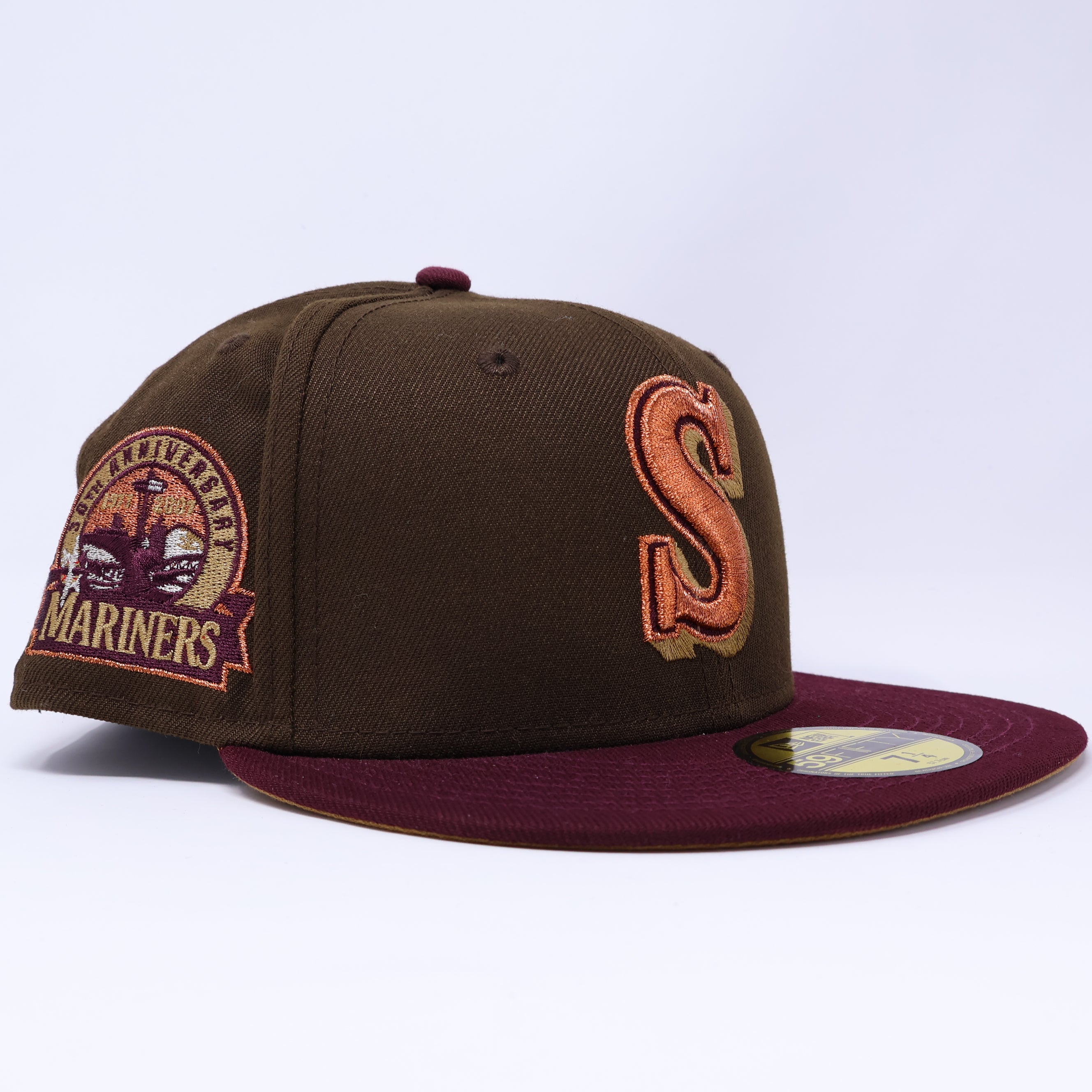 NWT 1/4 Brown Seattle Mariners 30th Anniversary 59fifty New Era Fitted Hat Cap