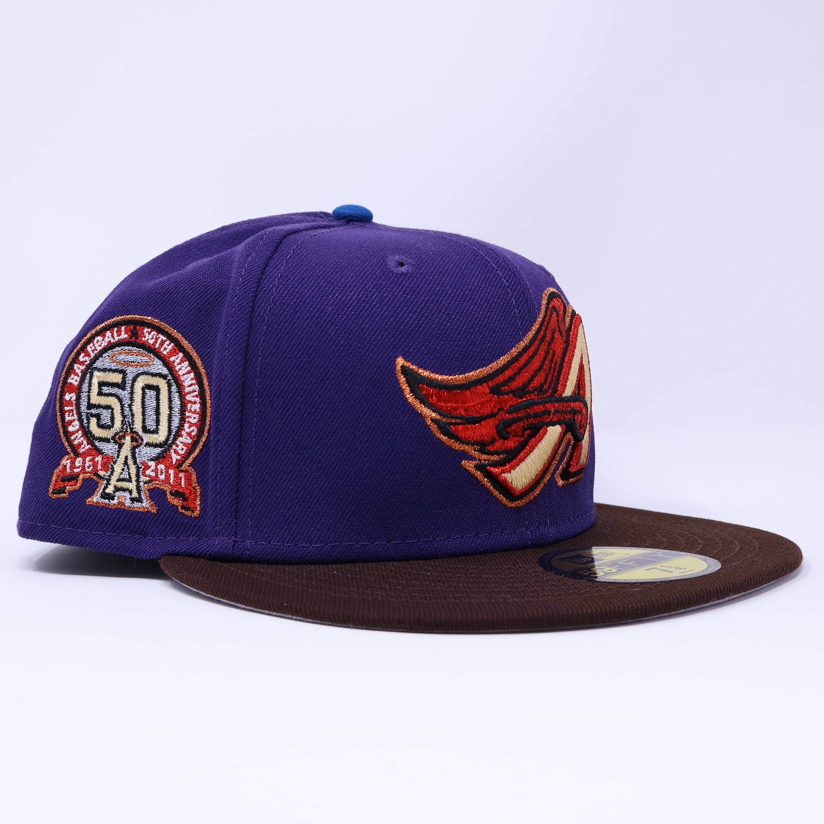 NWT 5/8 Purple Los Angeles Angels 50th Anniversary 59fifty New Era Fitted Hat Cap