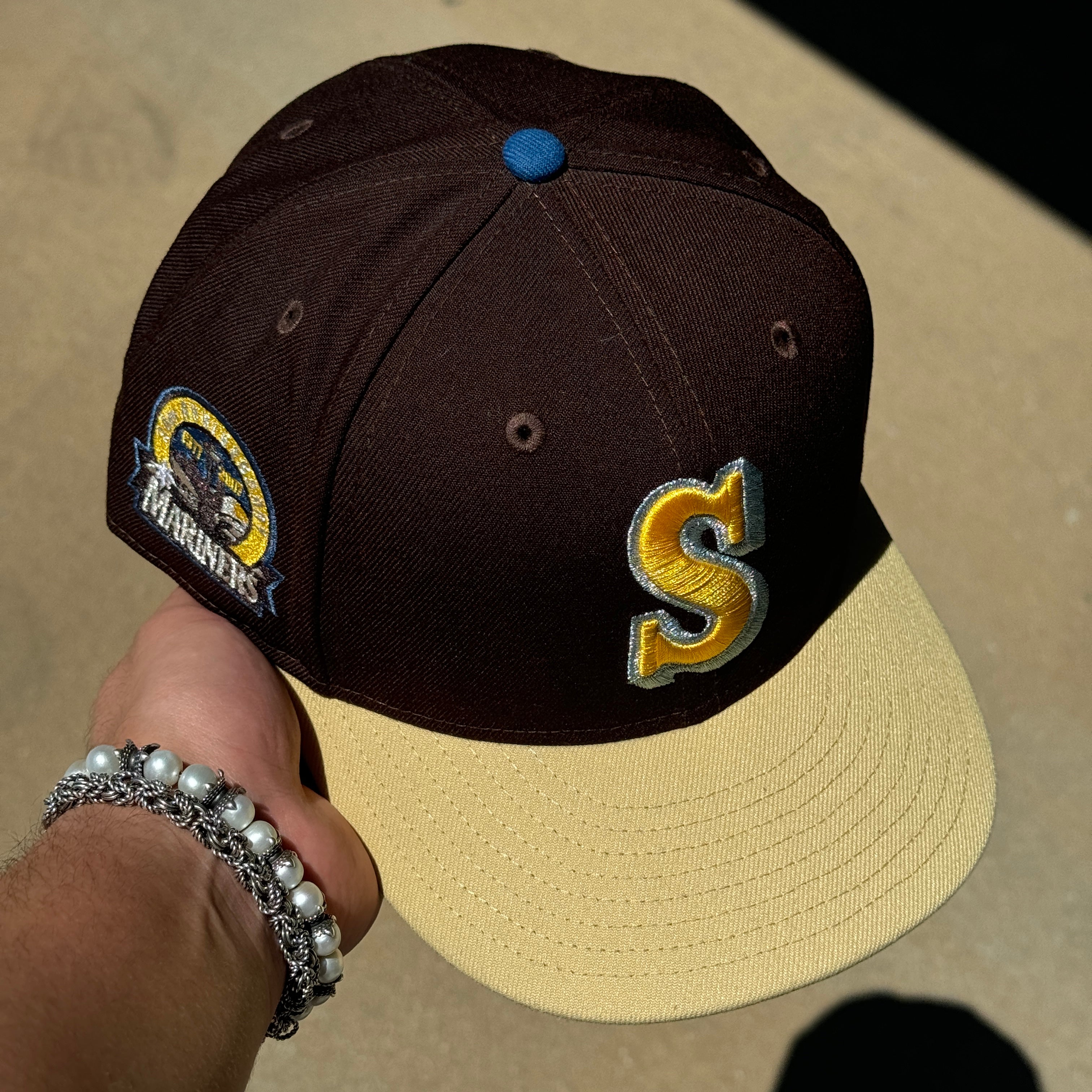 USED 3/4 Brown Seattle Mariners 30th Anniversary 59fifty New Era Fitted Hat Cap