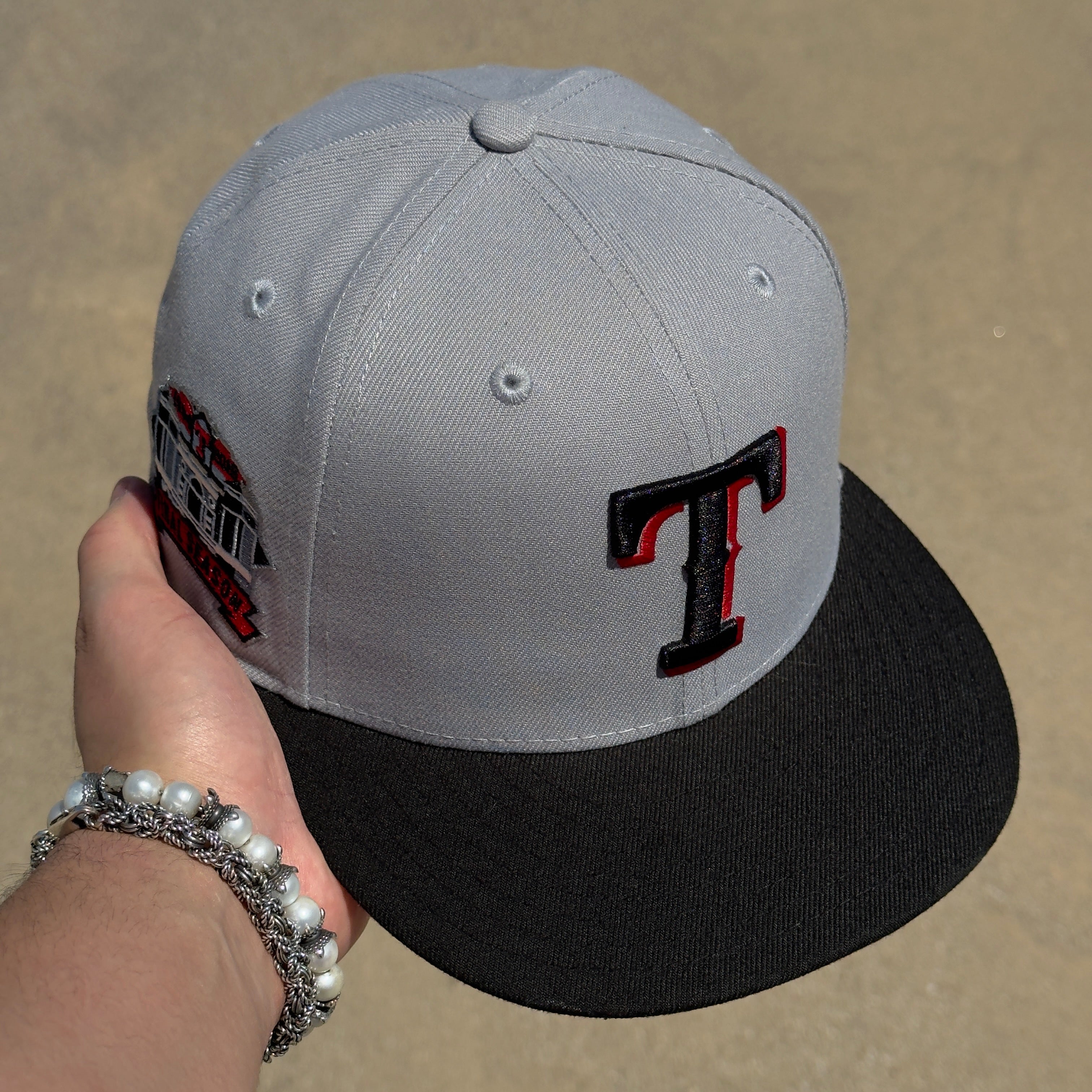 Size 7 NEW Gray Red Texas Rangers Final Season 59fifty New Era Fitted Cap