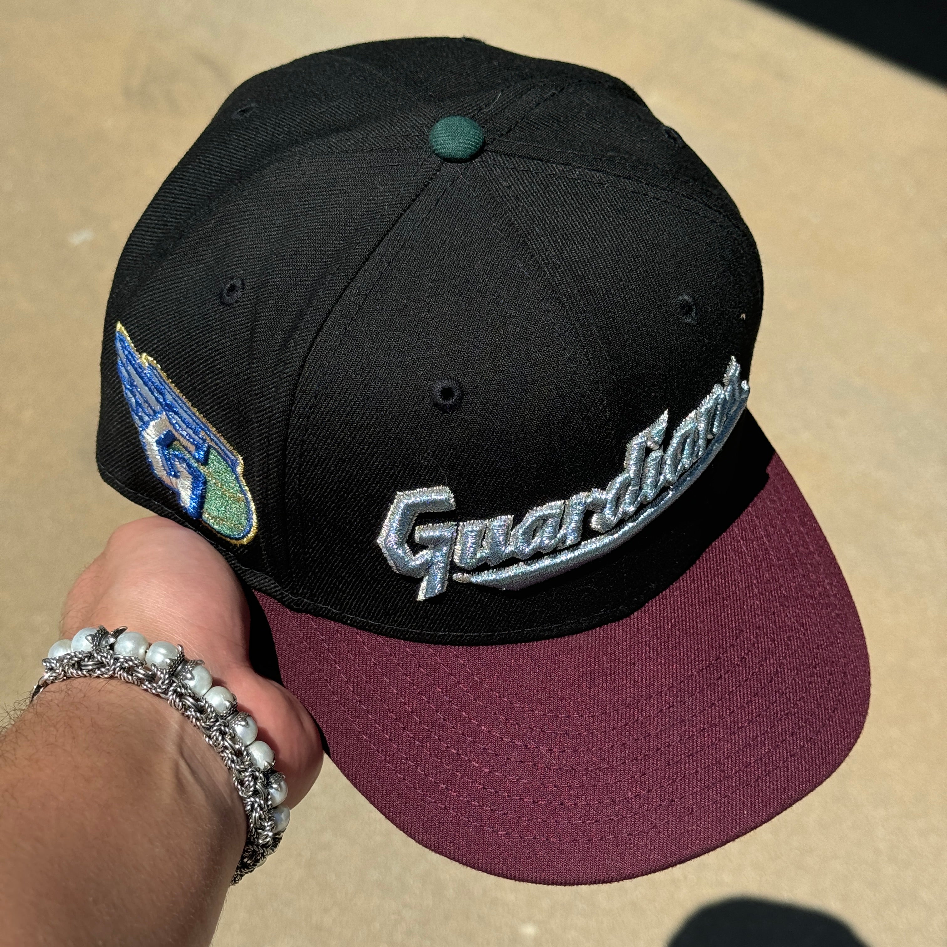 USED 3/4 Black Cleveland Guardians G Logo 59fifty New Era Fitted Hat Cap