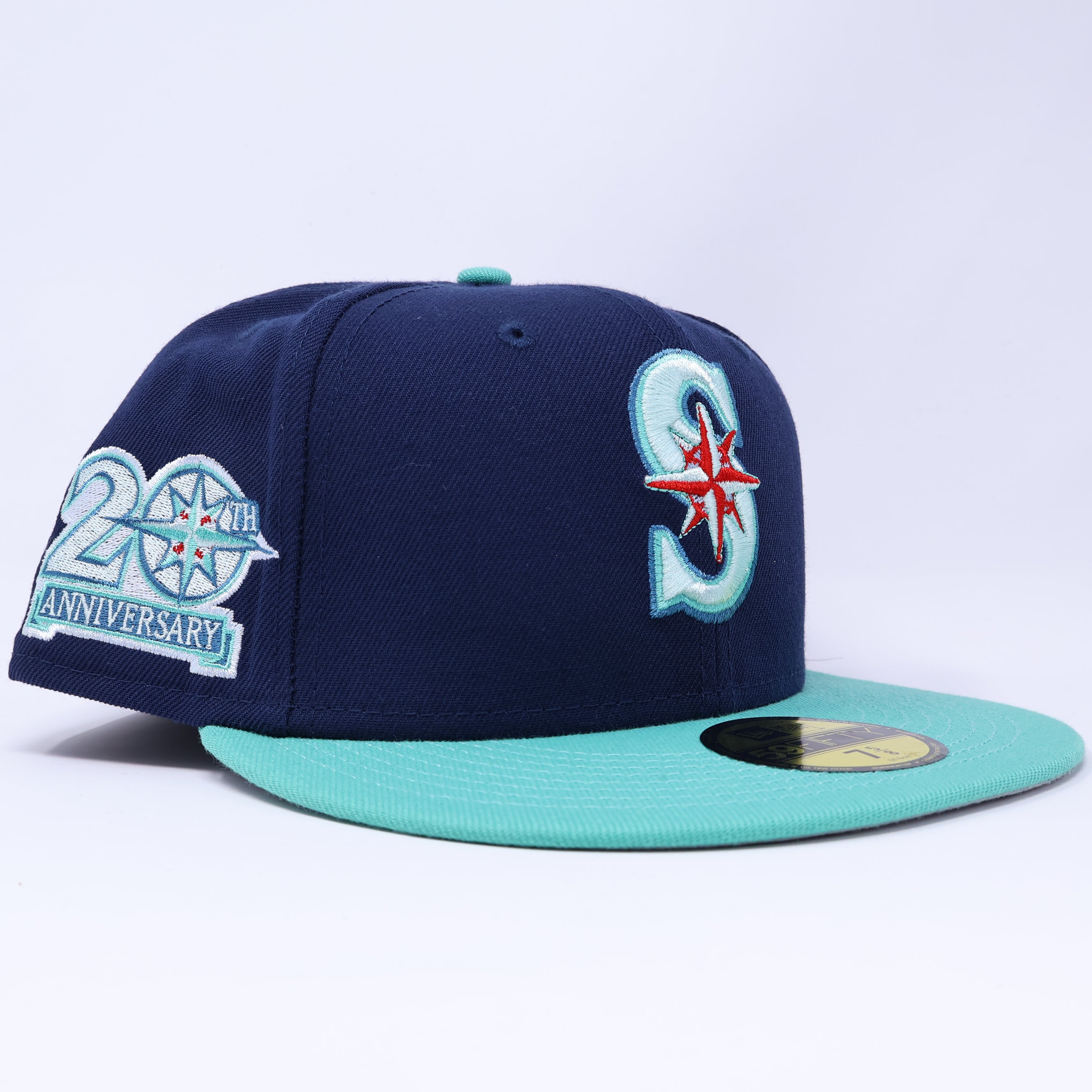 NWT 5/8 Blue Seattle Mariners 20th Anniversary 59fifty New Era Fitted Hat Cap