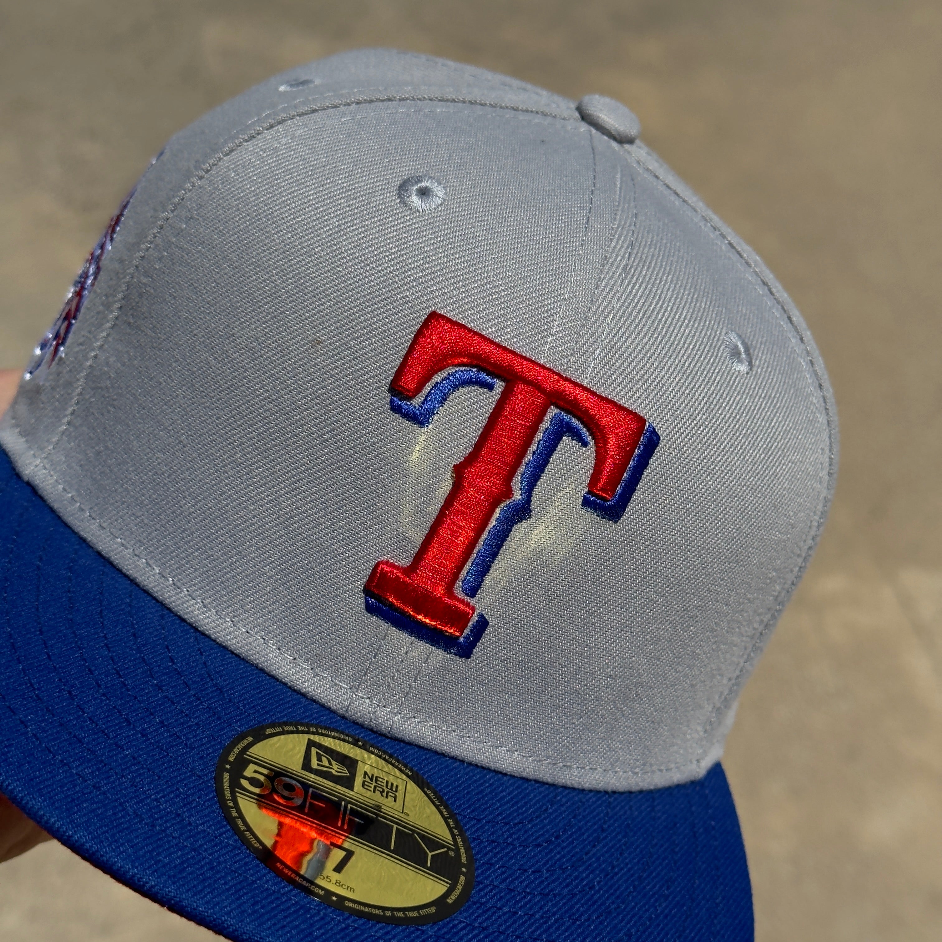 Size 7 NEW Gray Texas Rangers 1995 All Star Game 59fifty New Era Fitted Cap