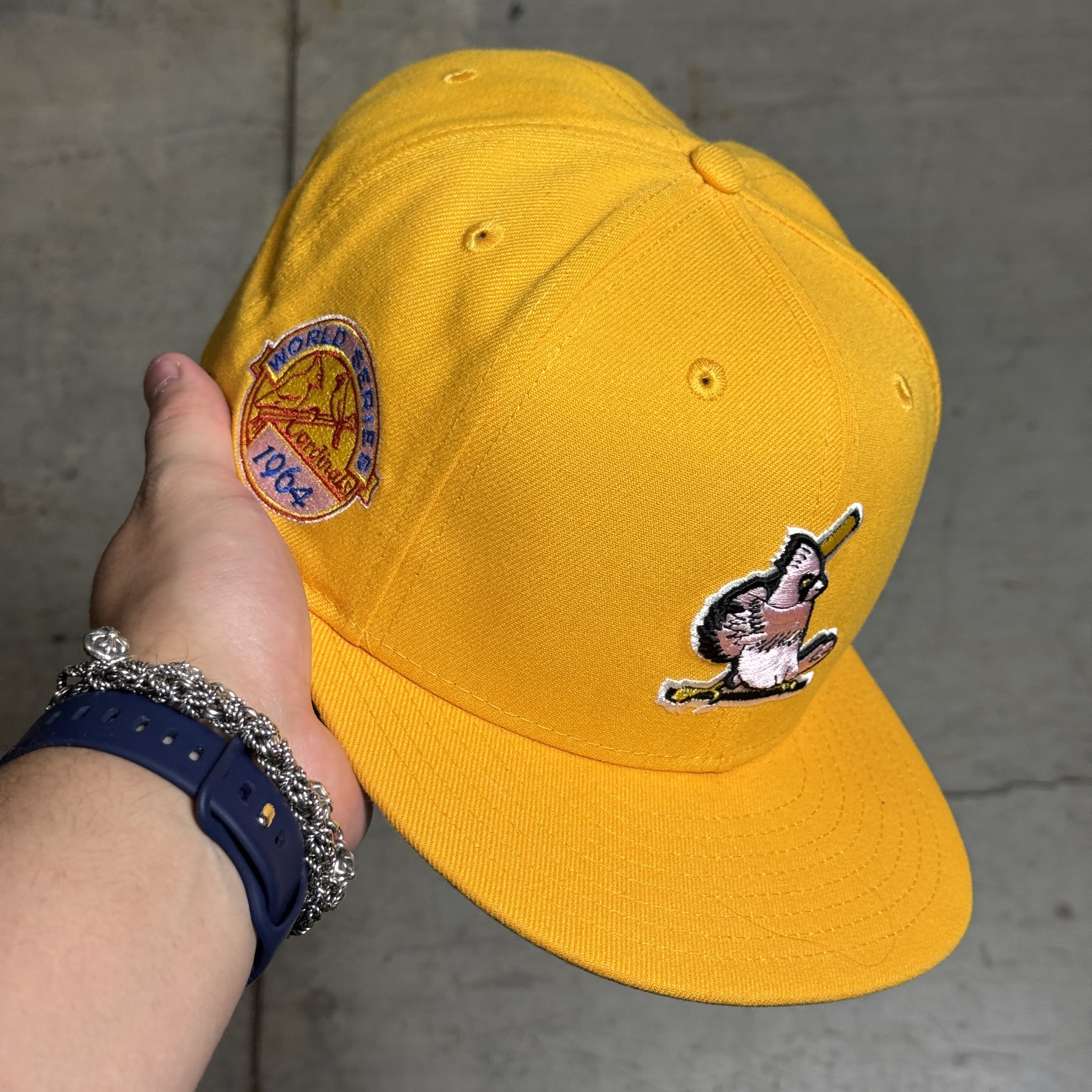 USED 7/8 Yellow St. Louis Cardinals 1964 World Series 59fifty New Era Fitted Hat Cap