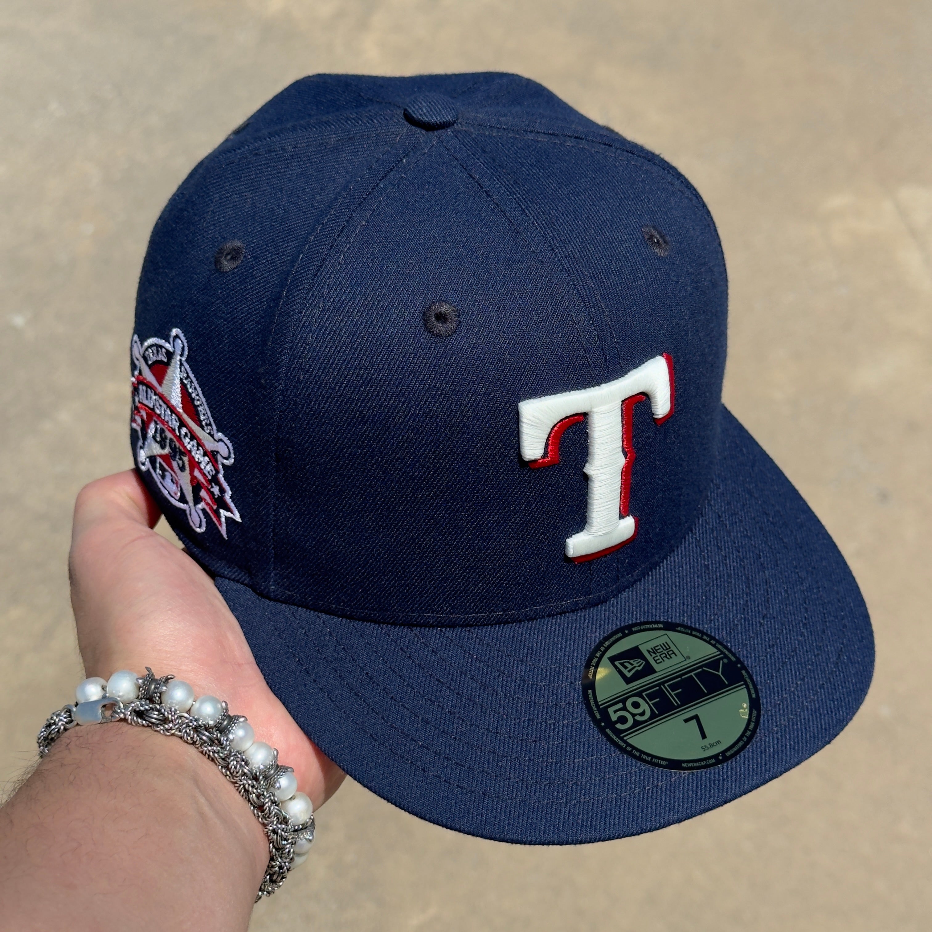 Size 7 NEW Blue Yellow Texas Rangers 1995 All Star Game 59fifty New Era Fitted Cap