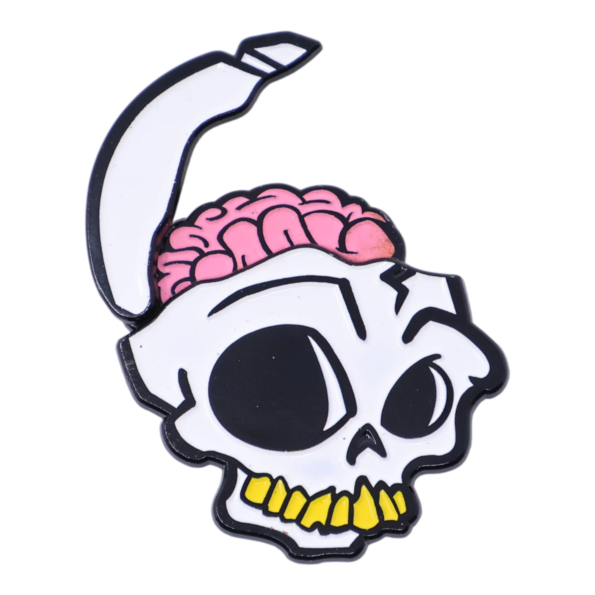 Skull with exposed brain (Mechanical) Graphic Pin