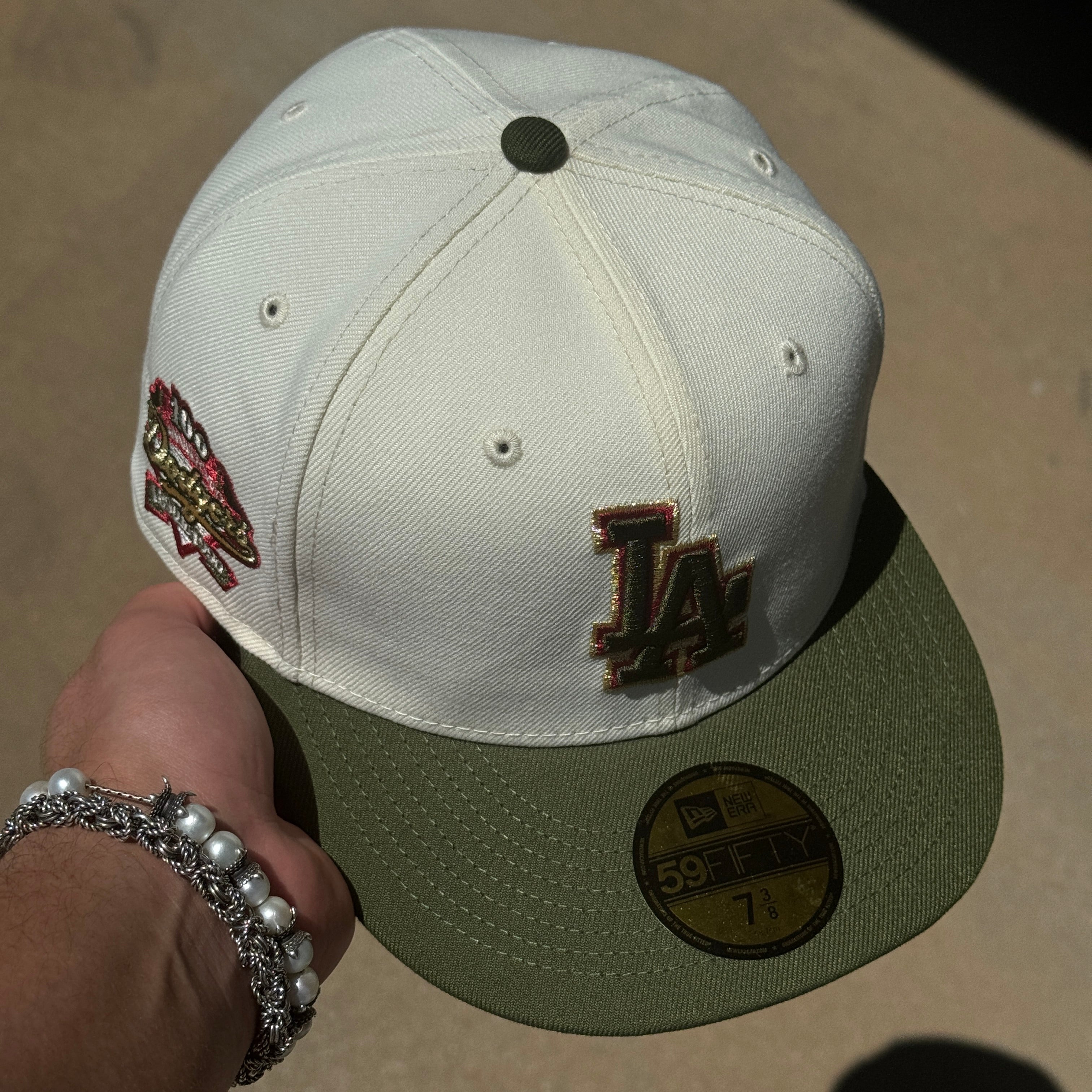 USED 3/8 Chrome Los Angeles 100th Anniversary 59fifty New Era Fitted Hat Cap