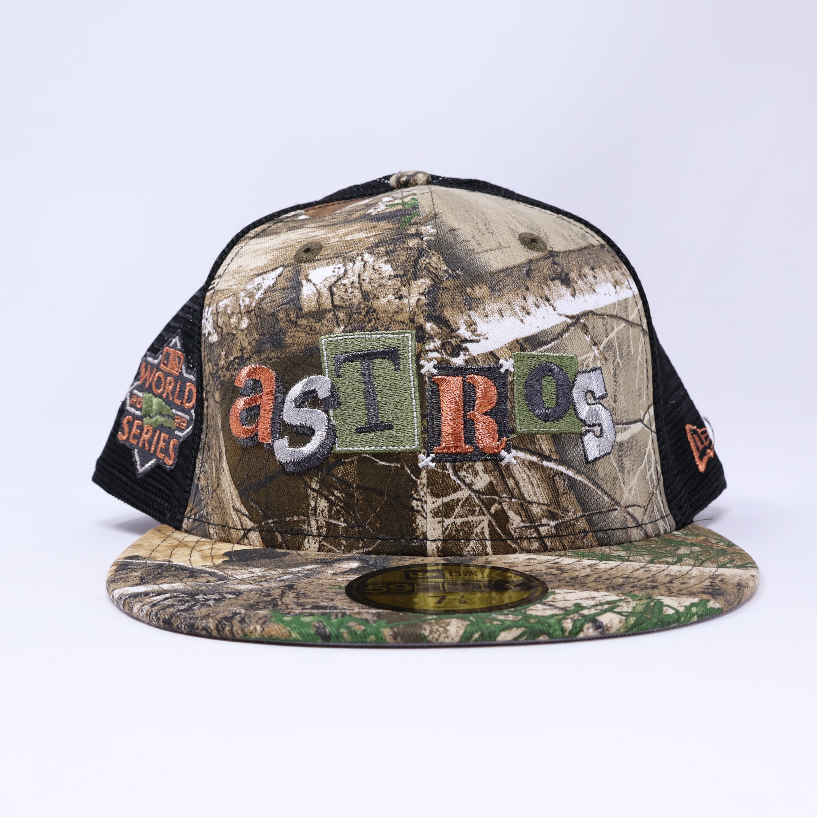 NWT 7/8 Realtree Trucker Houston Astros World Series 2022 MLB 59fifty New Era Fitted Cap Hat