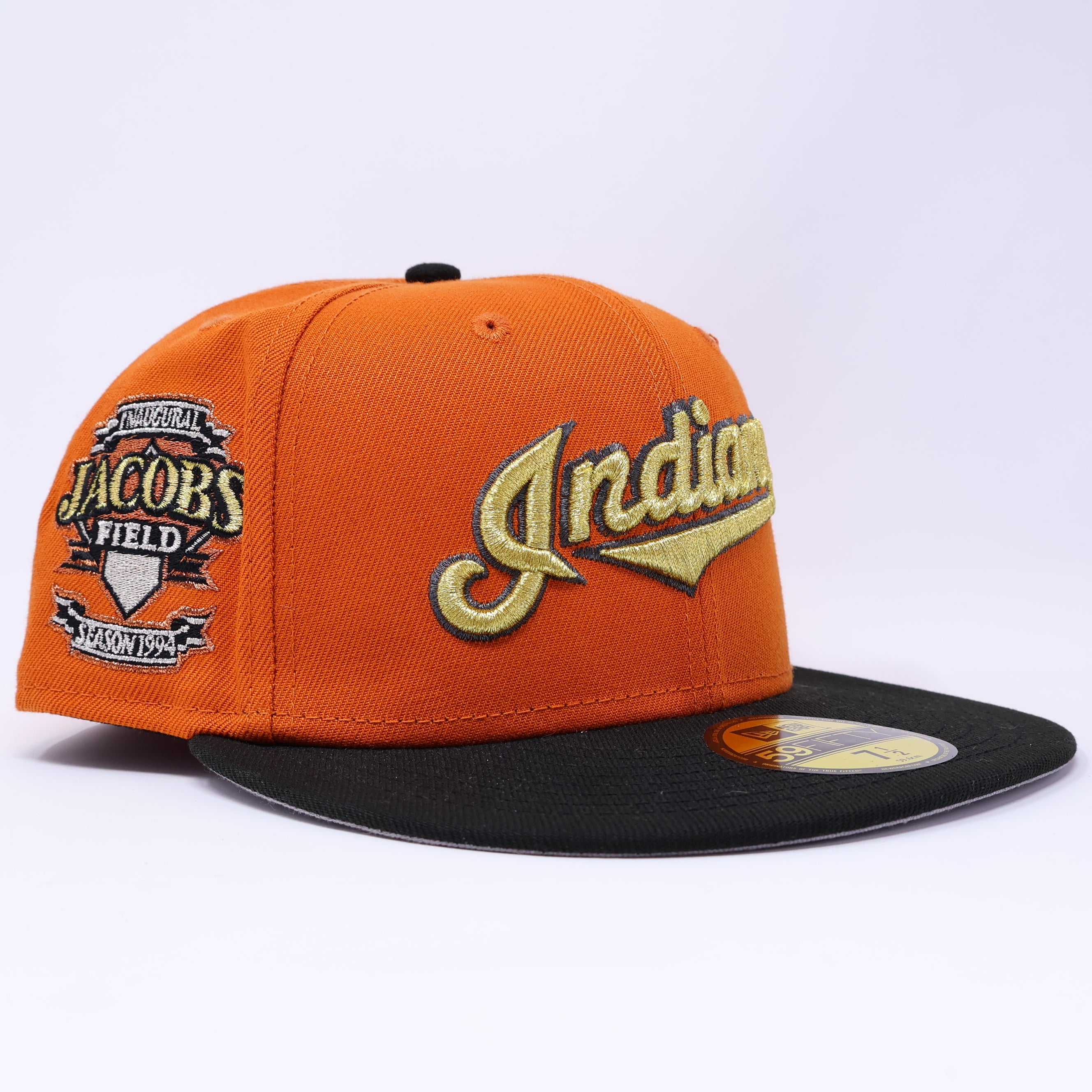 NWT 1/2 Orange Cleveland Indians Jacobs Field 59fifty New Era Fitted Hat Cap