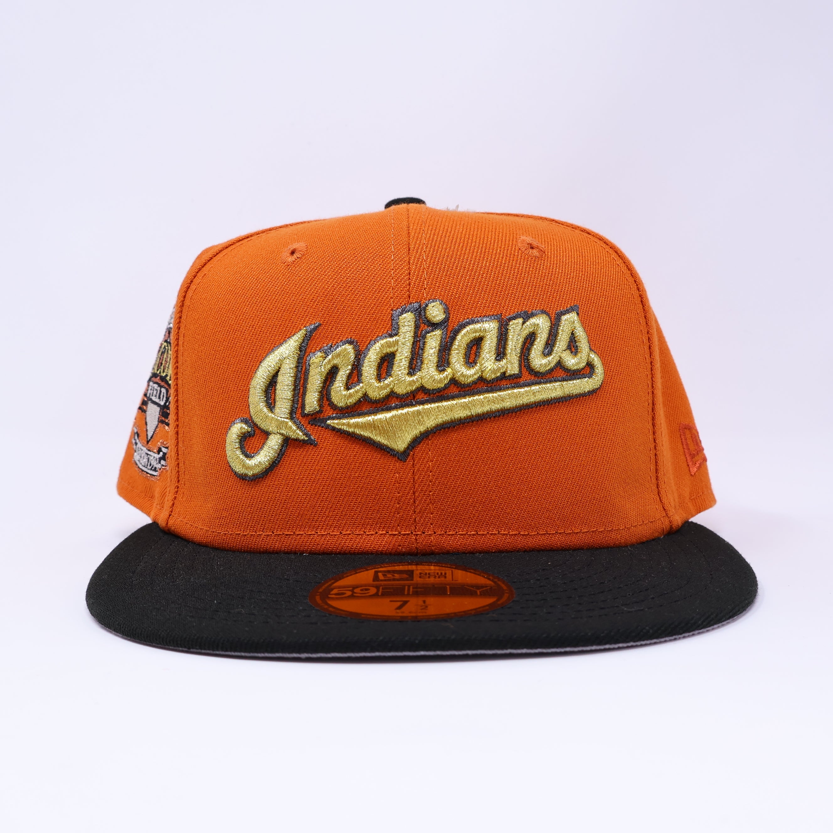 NWT 1/2 Orange Cleveland Indians Jacobs Field 59fifty New Era Fitted Hat Cap