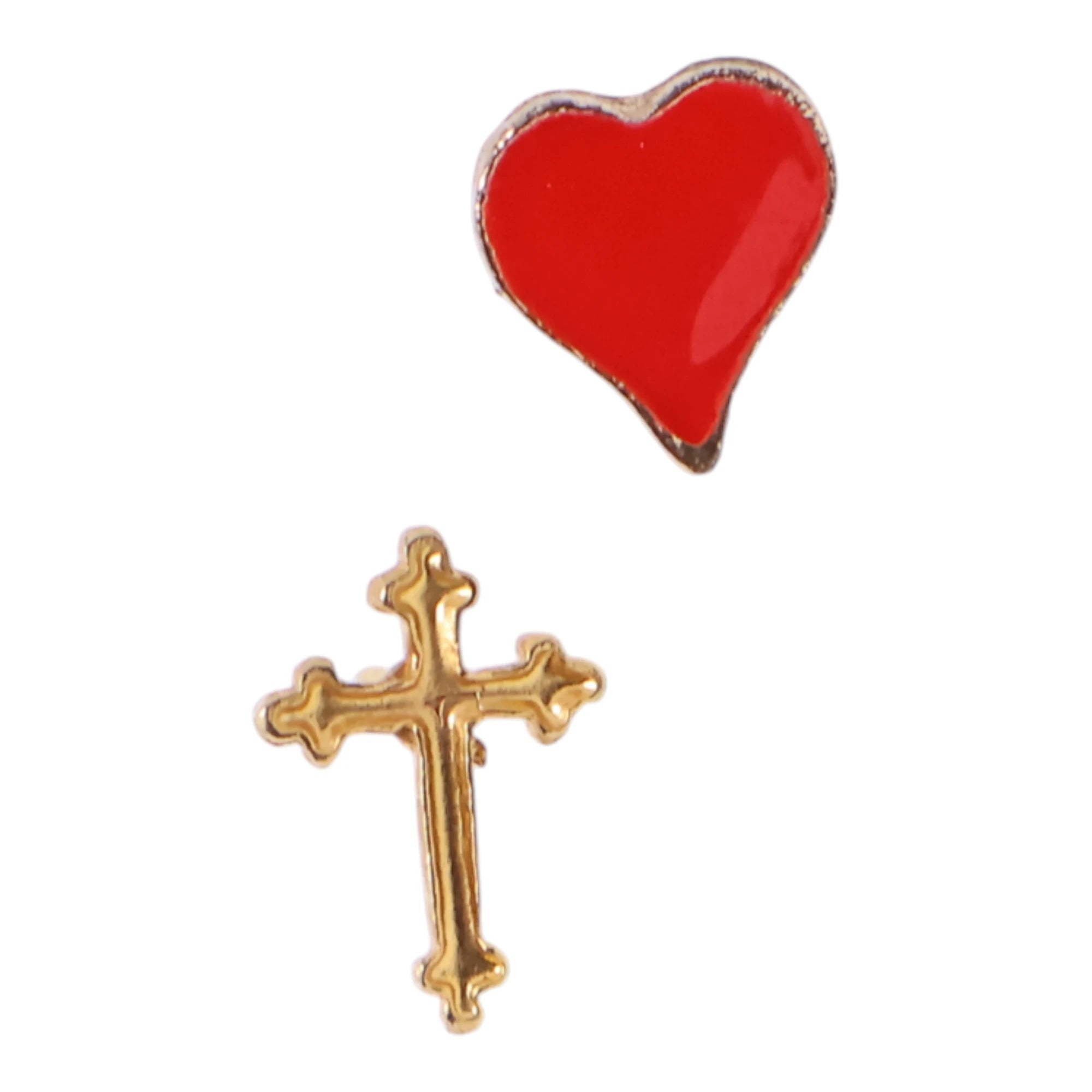 Cross & Heart Graphic Pin