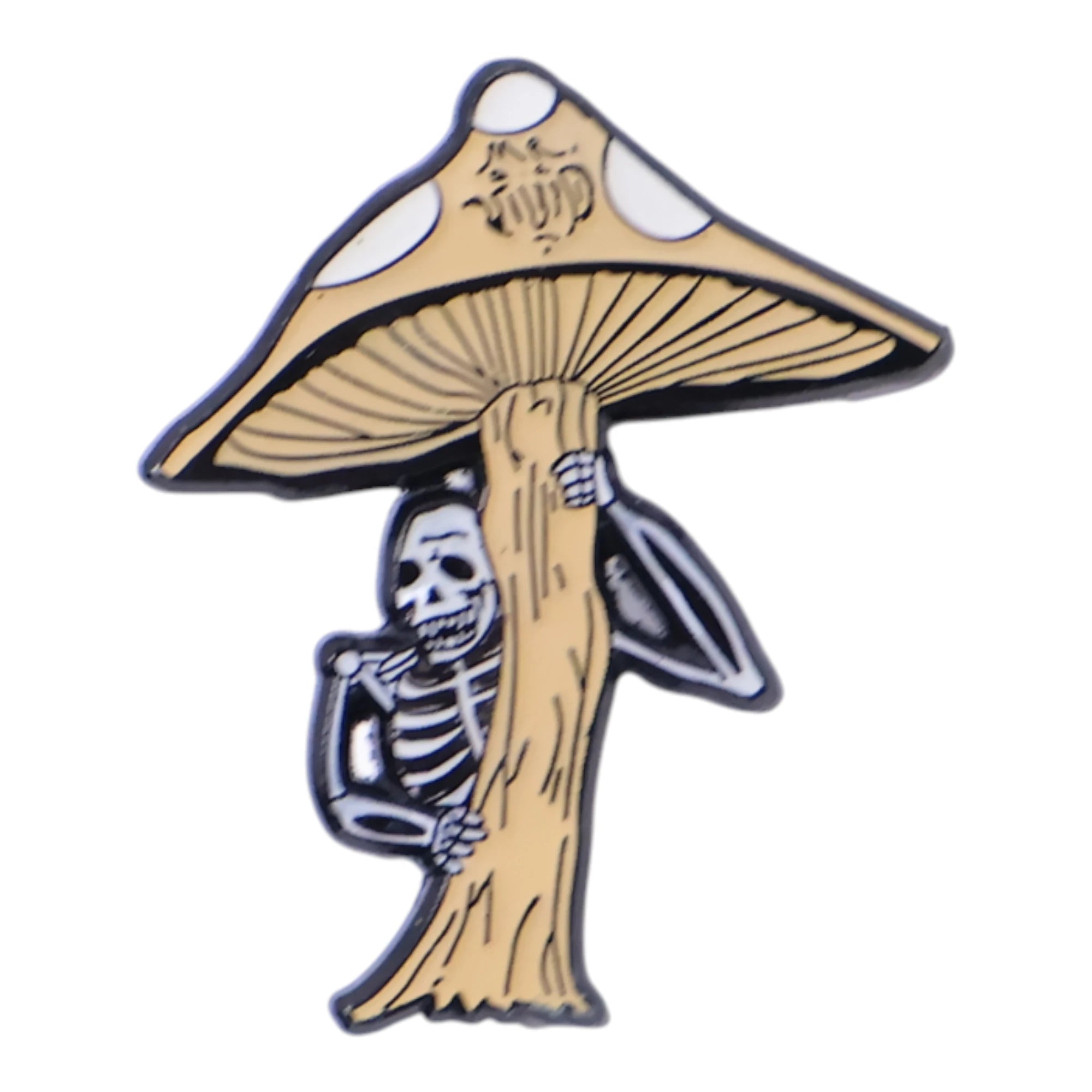 Skeleton Mushroom Graphic Pin