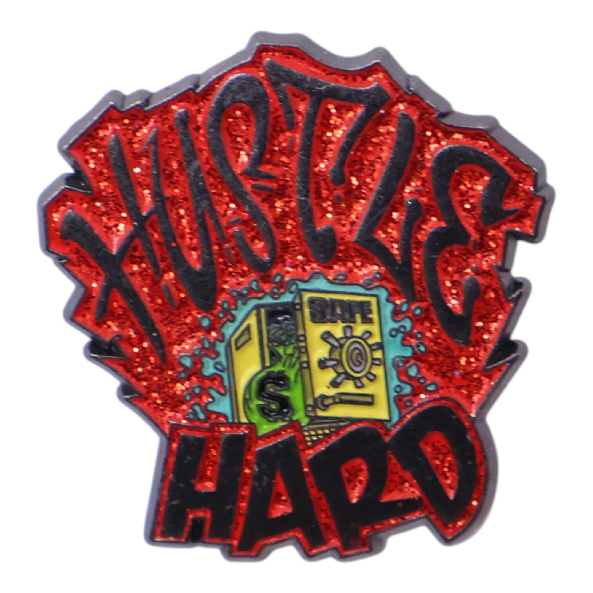 Red Hustle Hard Graphic Pin