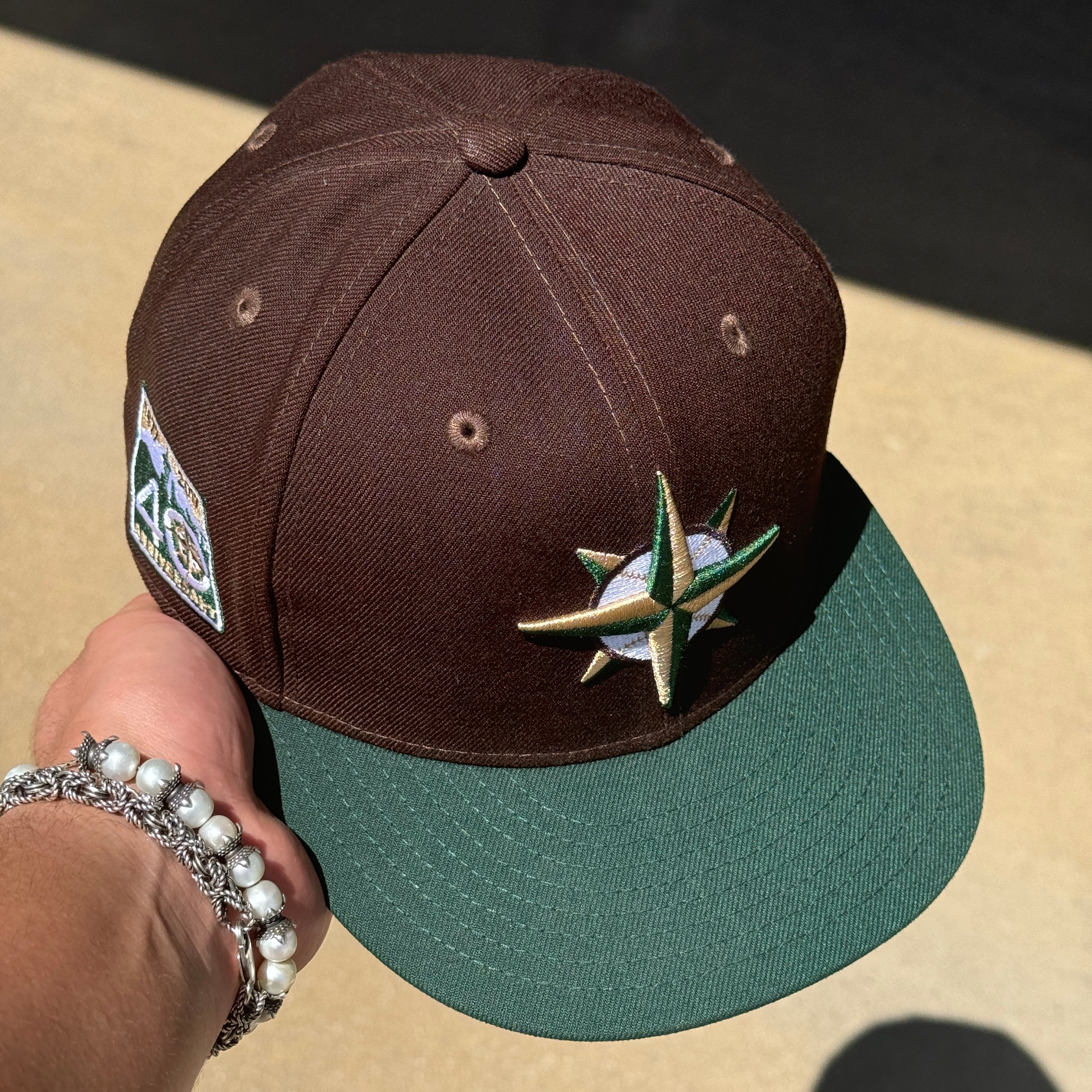 USED 1/8 Brown Seattle Mariners 40th Anniversary 59fifty New Era Fitted Hat Cap