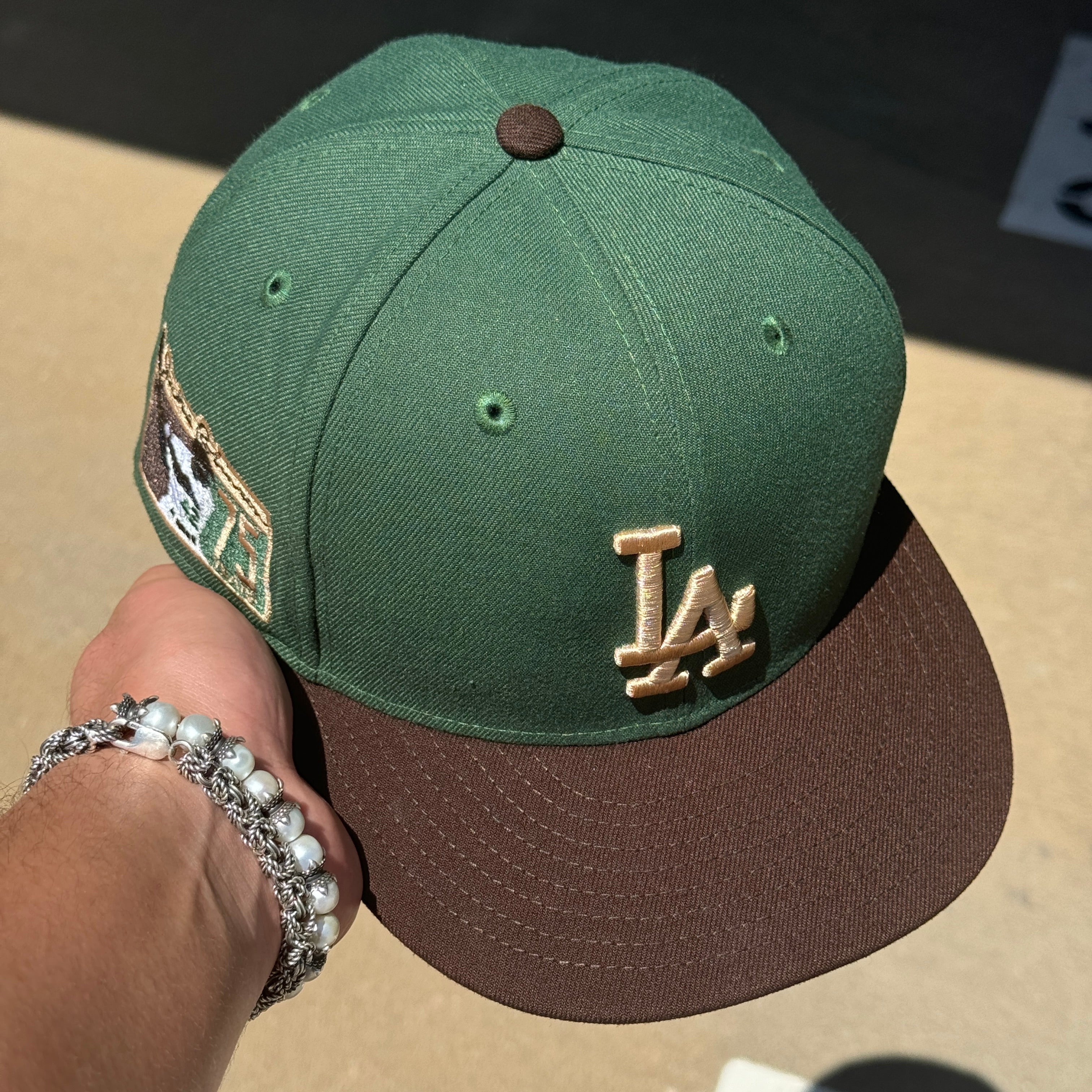 USED 1/4 Green Los Angeles Dodgers Jackie Robinson 59fifty New Era Fitted Hat Cap