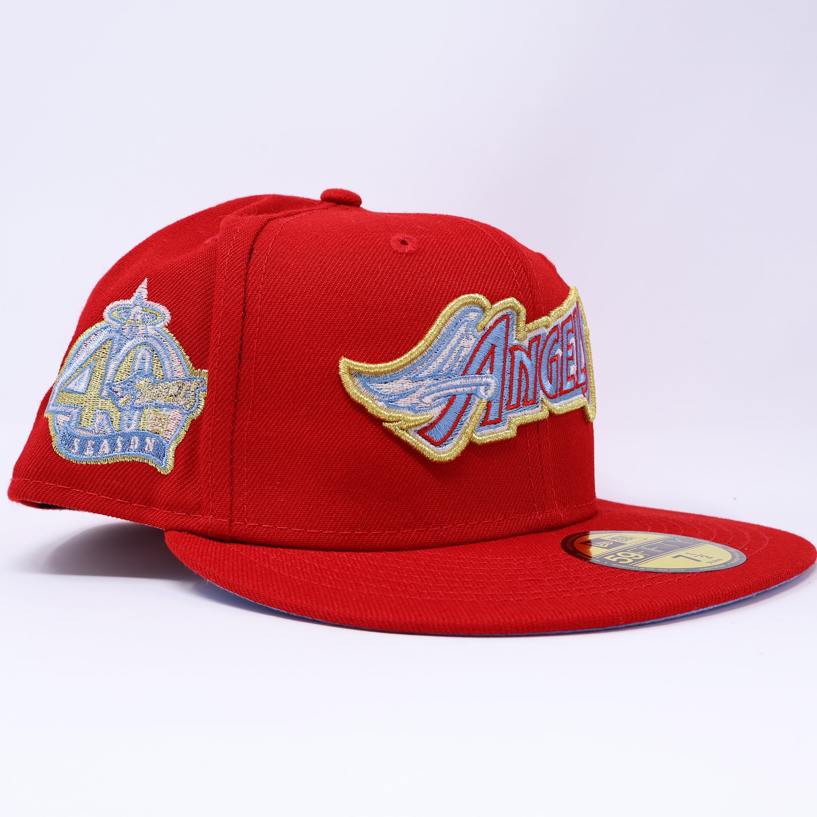 NEW Red Anaheim Angels 40th Anniversary Icy Blue 59fifty New Era Fitted Cap Hat