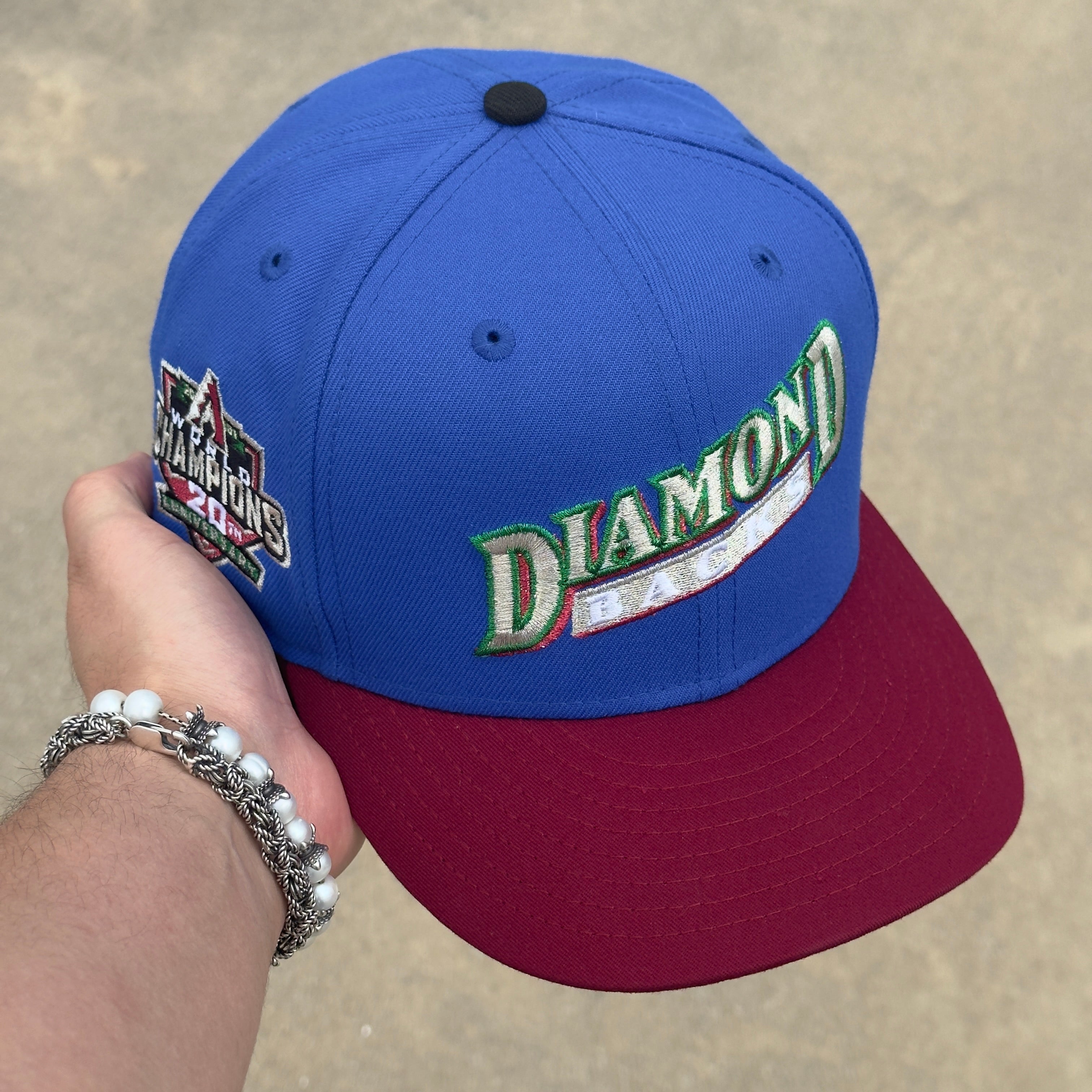 7 5/8 USED Blue Arizona Diamondbacks 20th Anniversary 59fifty New Era Fitted Hat Cap