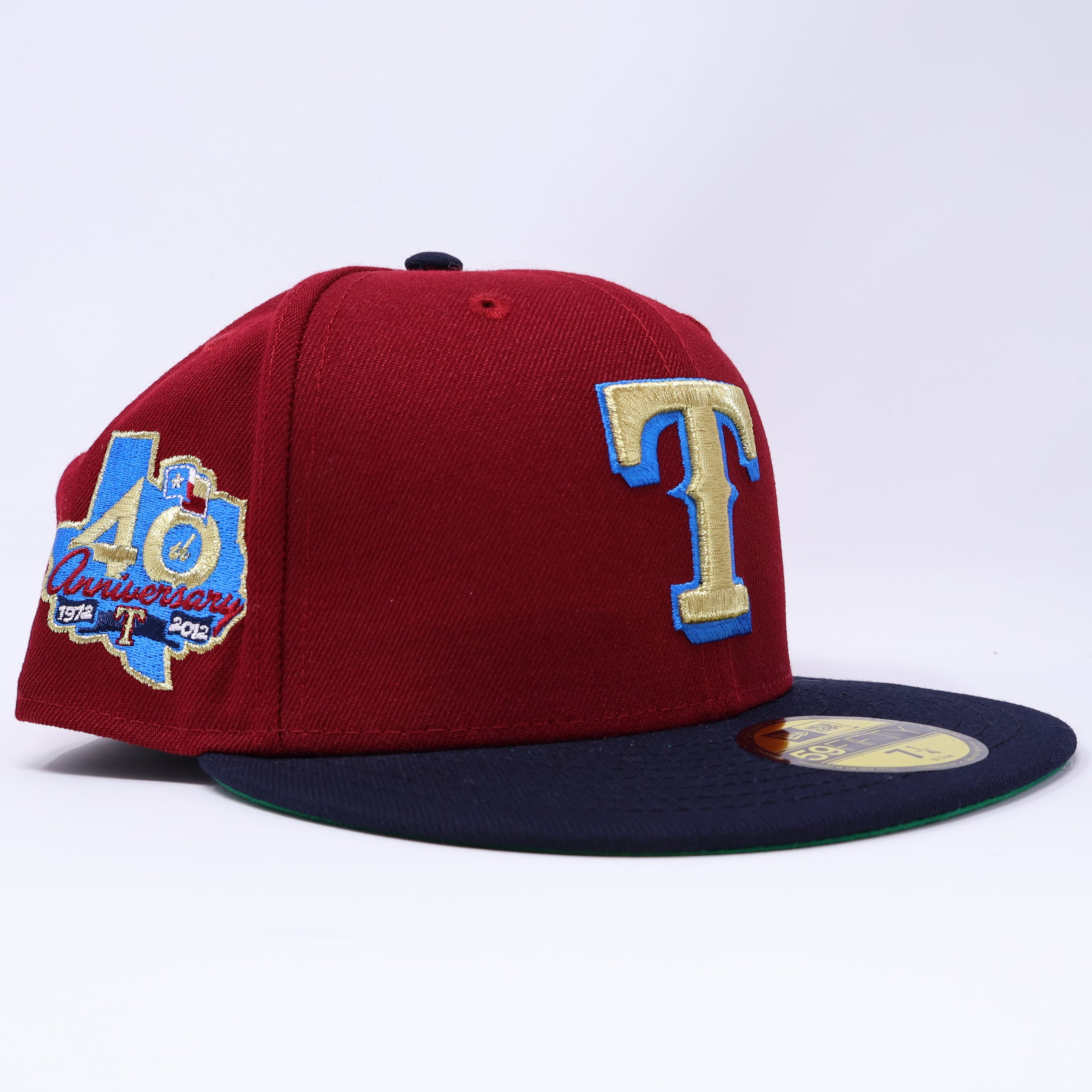 NWT 1/4 Maroon Dallas Texas Rangers 40th Anniversary 59fifty New Era Fitted Hat Cap