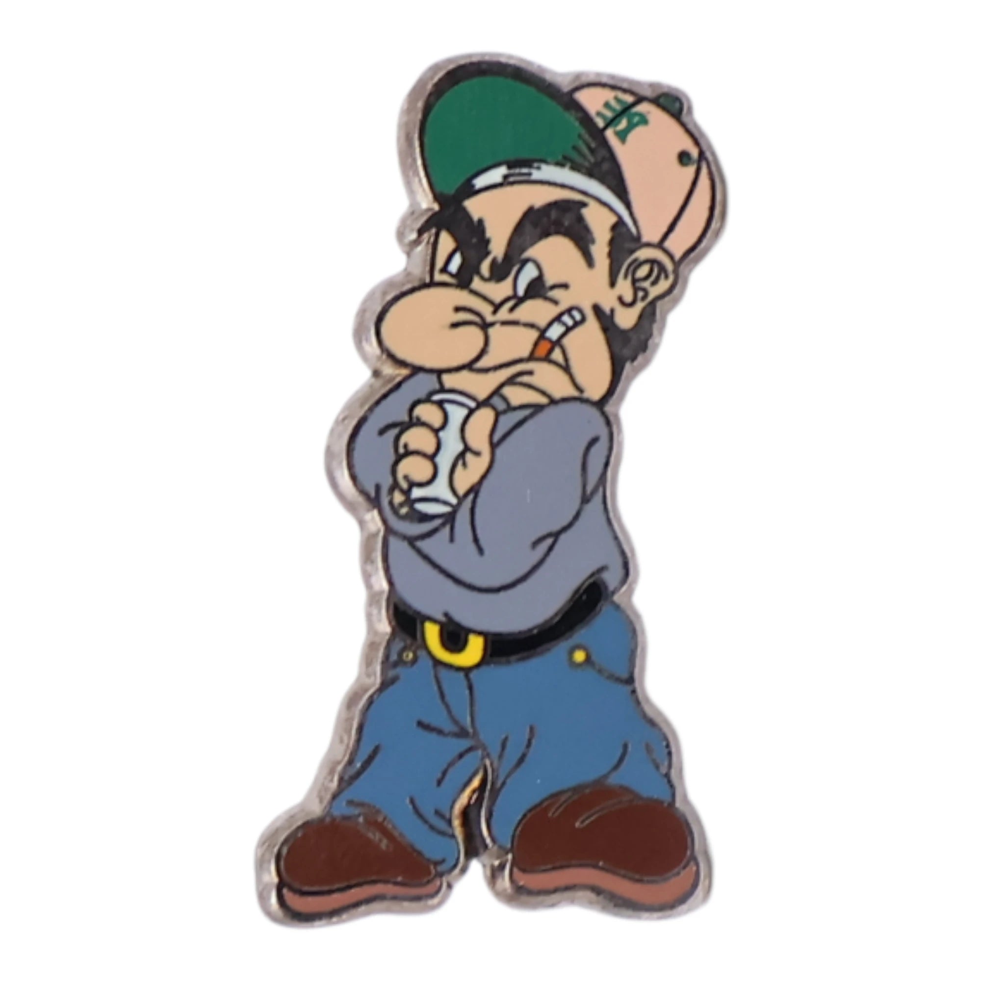 Cartoon Tough Guy Graphic Pin