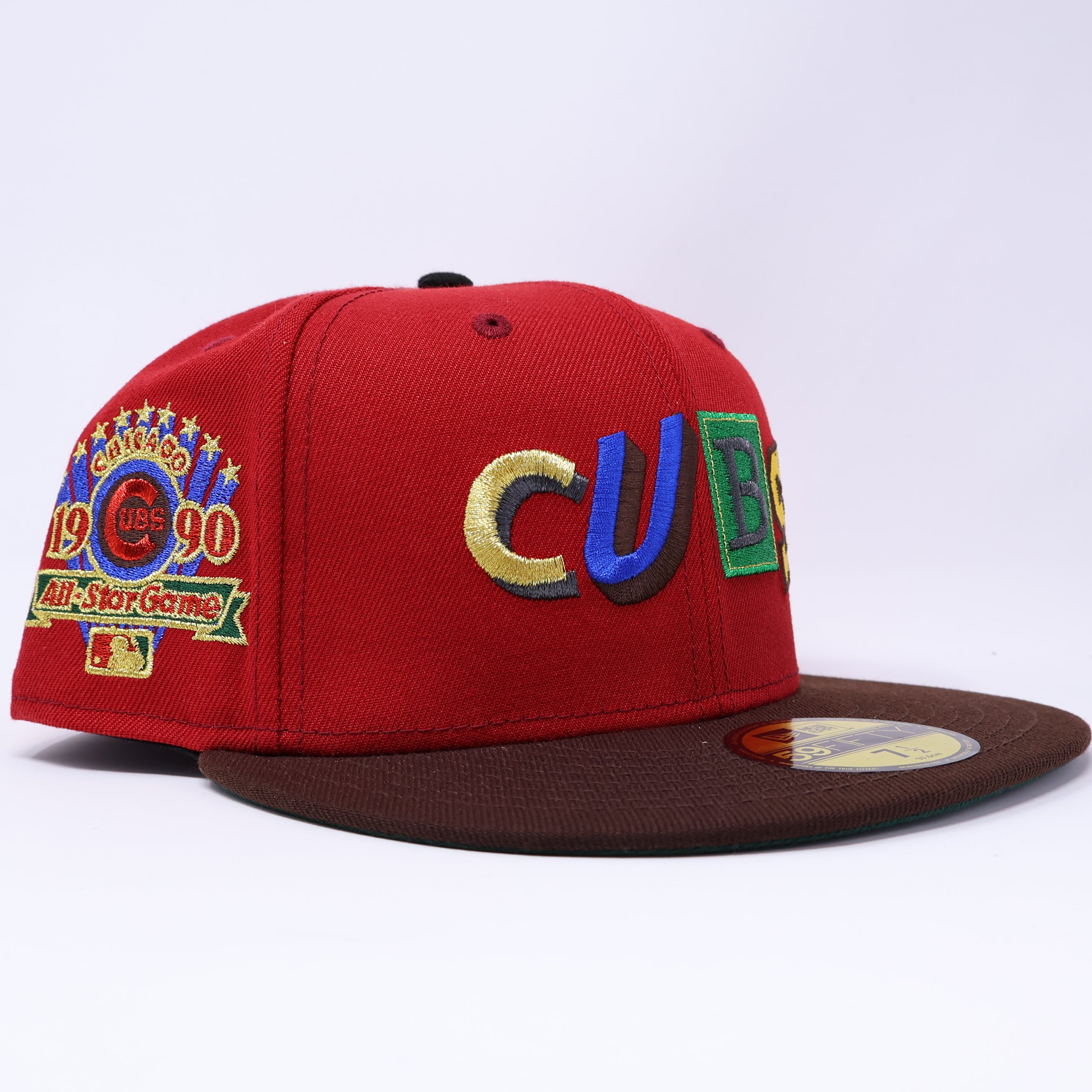 NWT 1/2 Maroon Chicago Cubs 1990 All Star Game 59fifty New Era Fitted Hat Cap