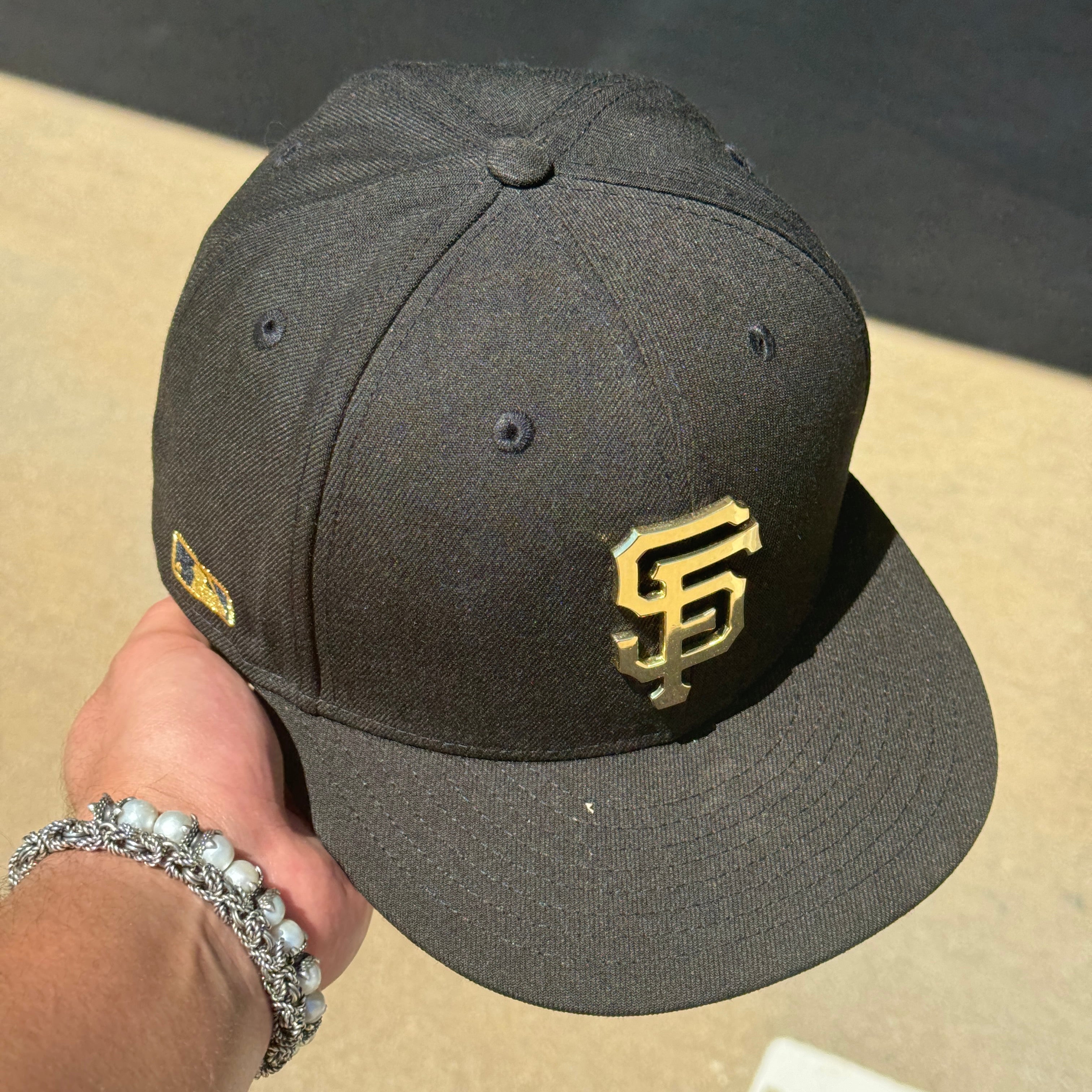 USED 3/8 Black San Francisco Giants MLB Simple Clean 59fifty New Era Fitted Hat Cap