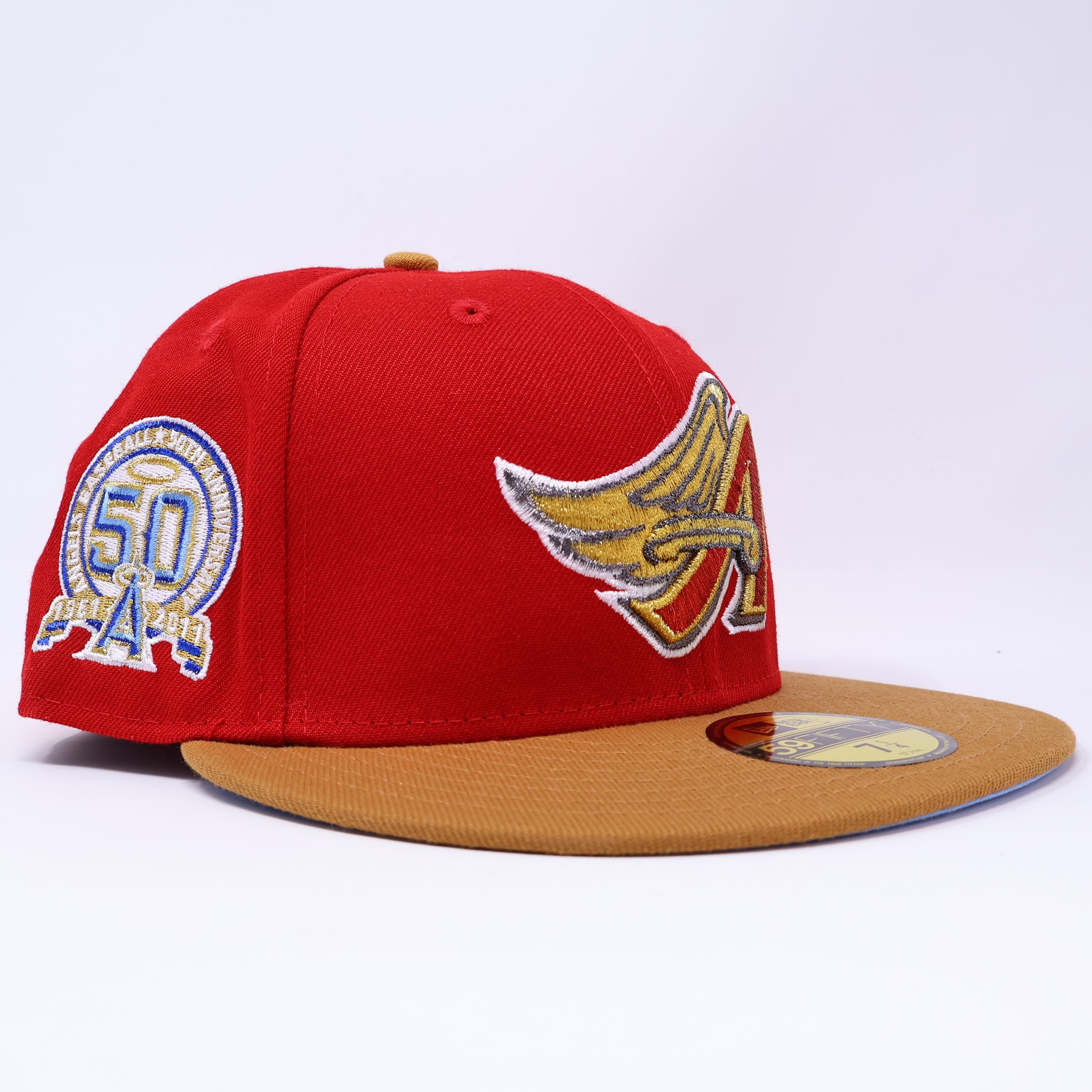 NWT 1/4 Red Los Angeles Angels 50th Anniversary 59fifty New Era Fitted Hat Cap