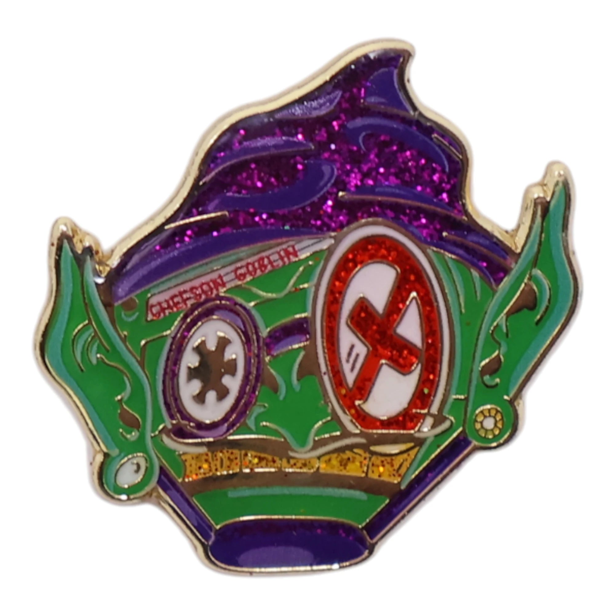 Goblin Cassette Tape Glitter Graphic Pin