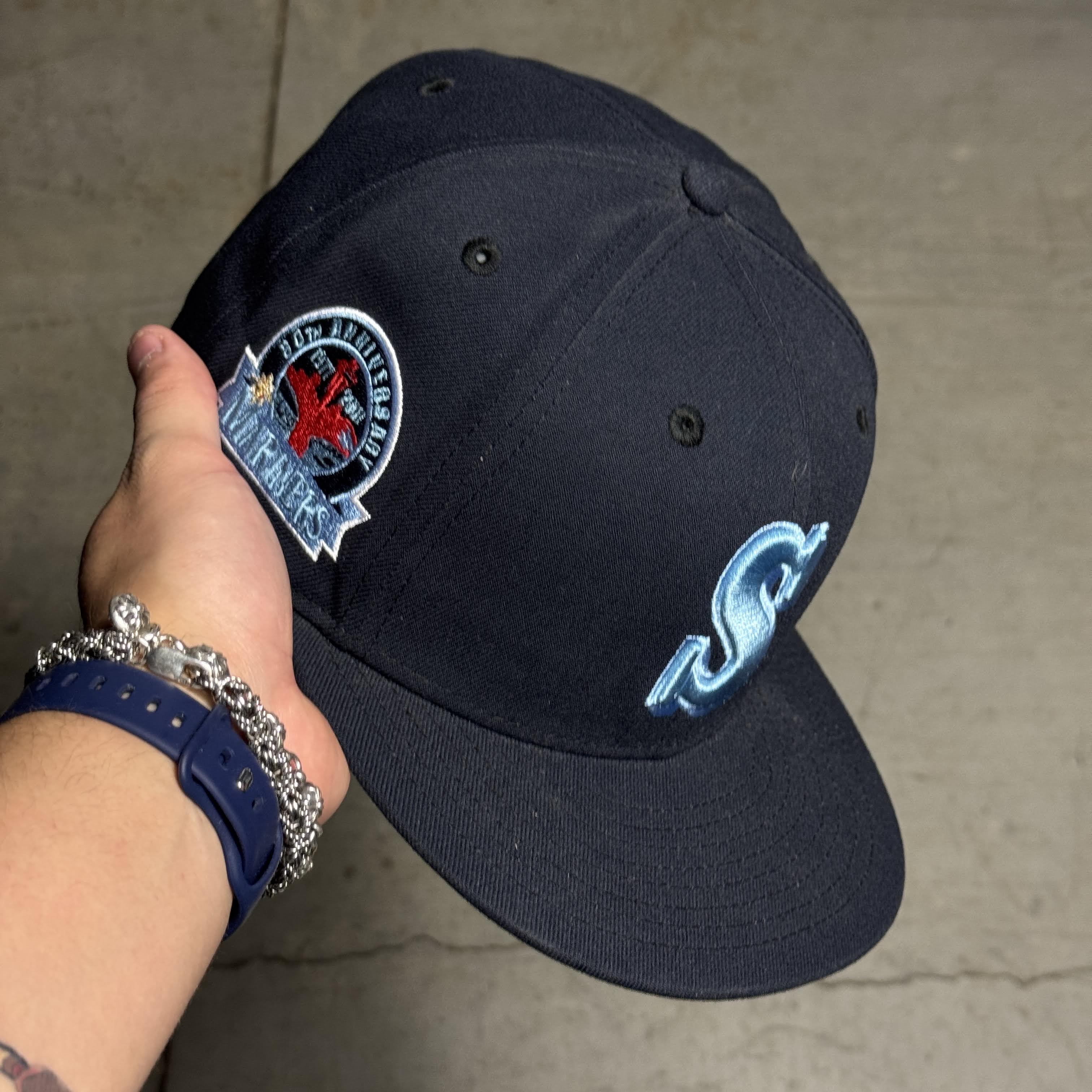 USED 3/4 Navy Seattle Mariners 30th Anniversary 59fifty New Era Fitted Hat Cap