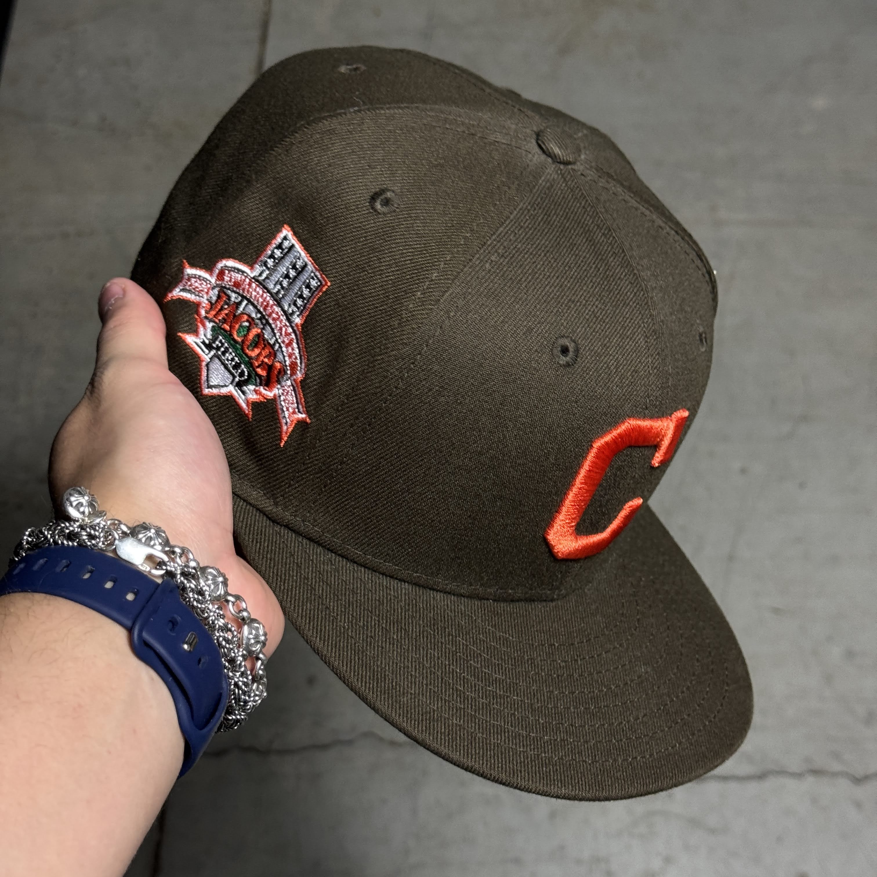 USED 3/4 Brown Cleveland Indians Jacobs Field 59fifty New Era Fitted Hat Cap