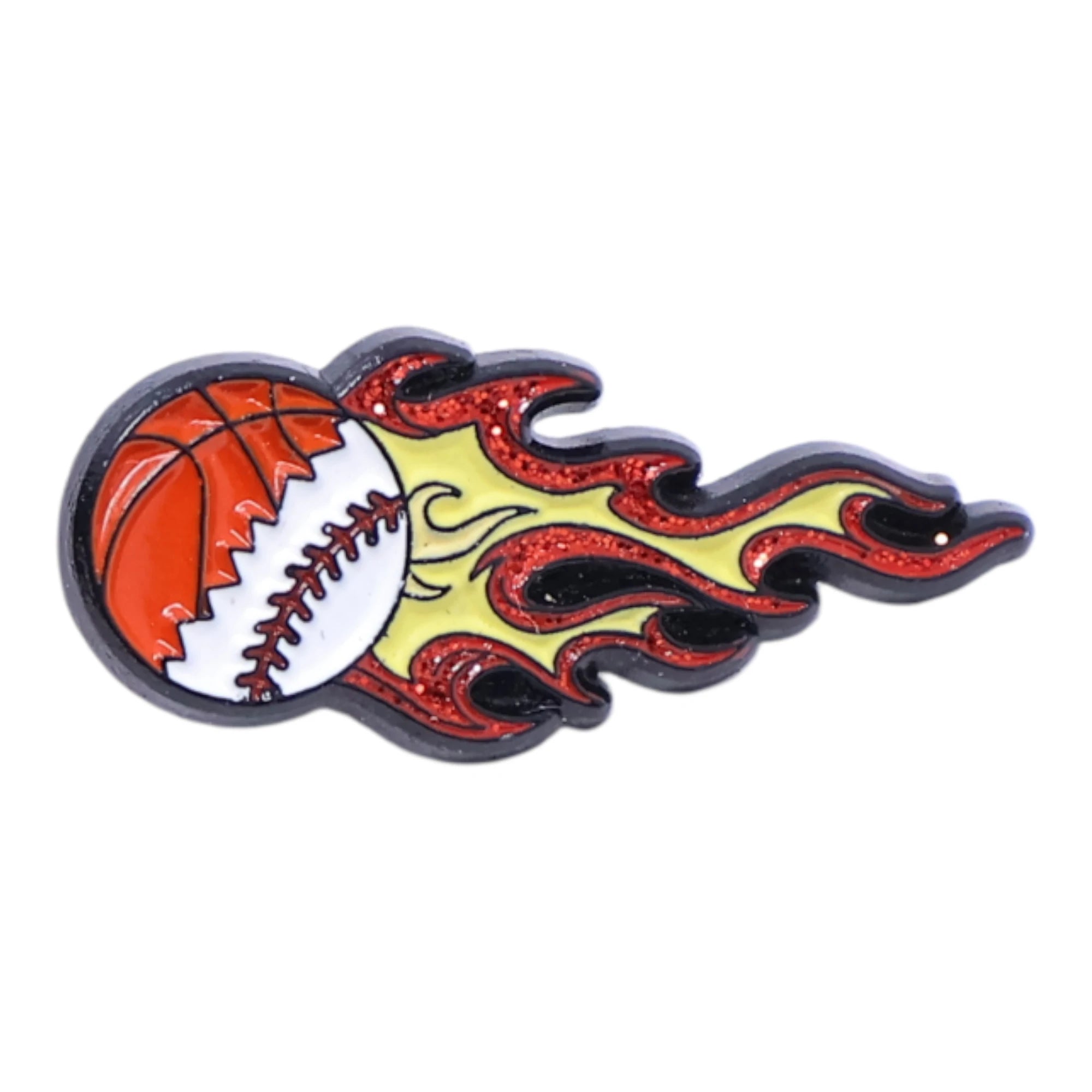 Flaming Baseball Graphic Pin
