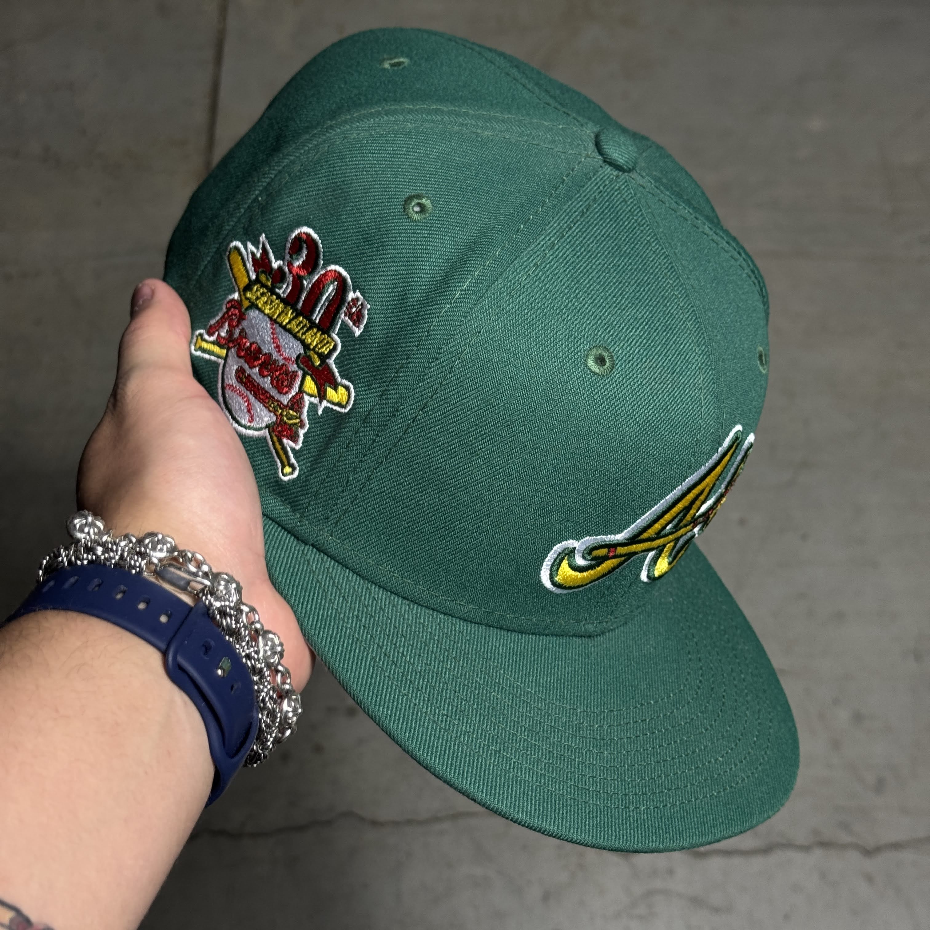 USED 3/4 Green Atlanta Braves 30th Season 59fifty New Era Fitted Hat Cap