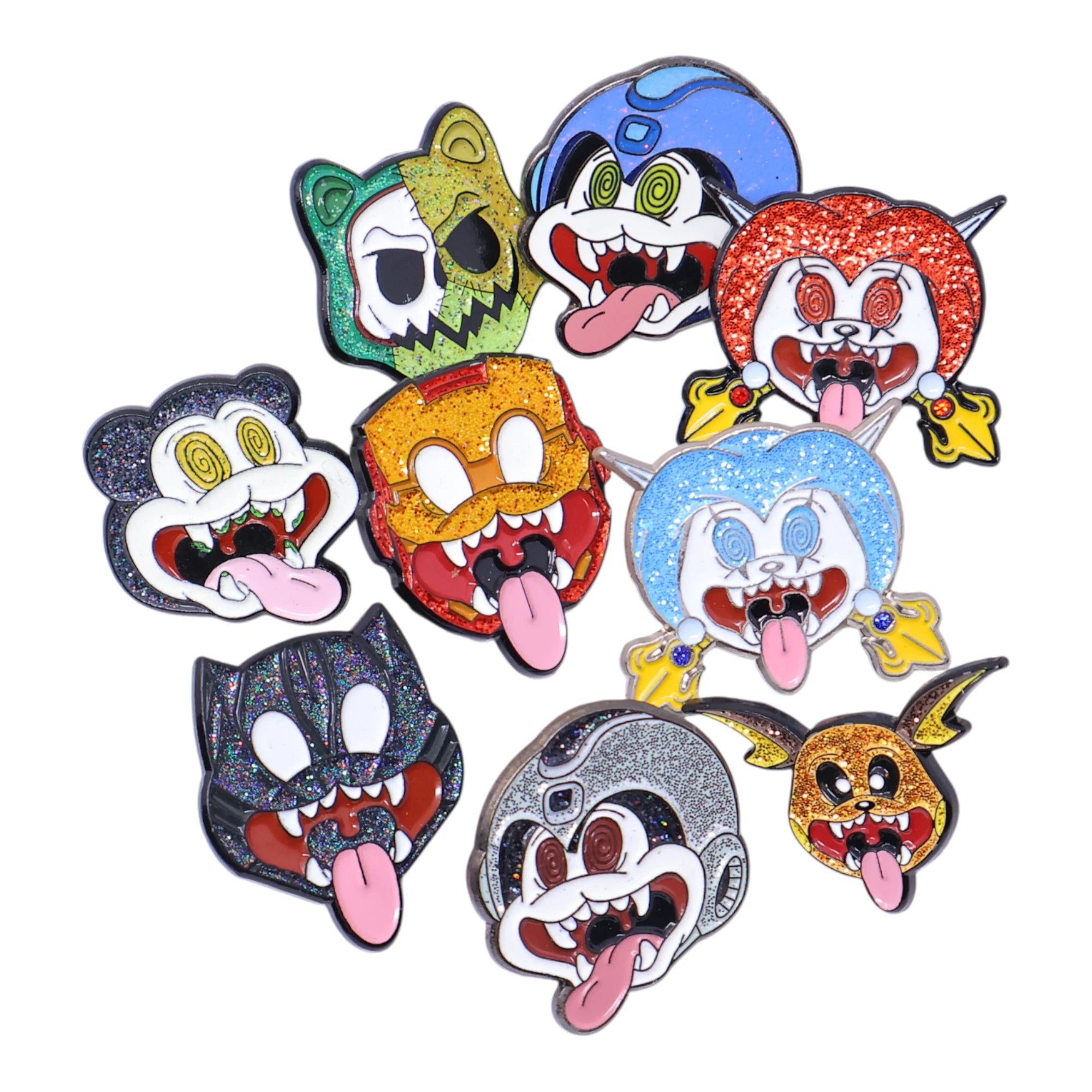 Crazy Cartoon Faces Graphic Pin