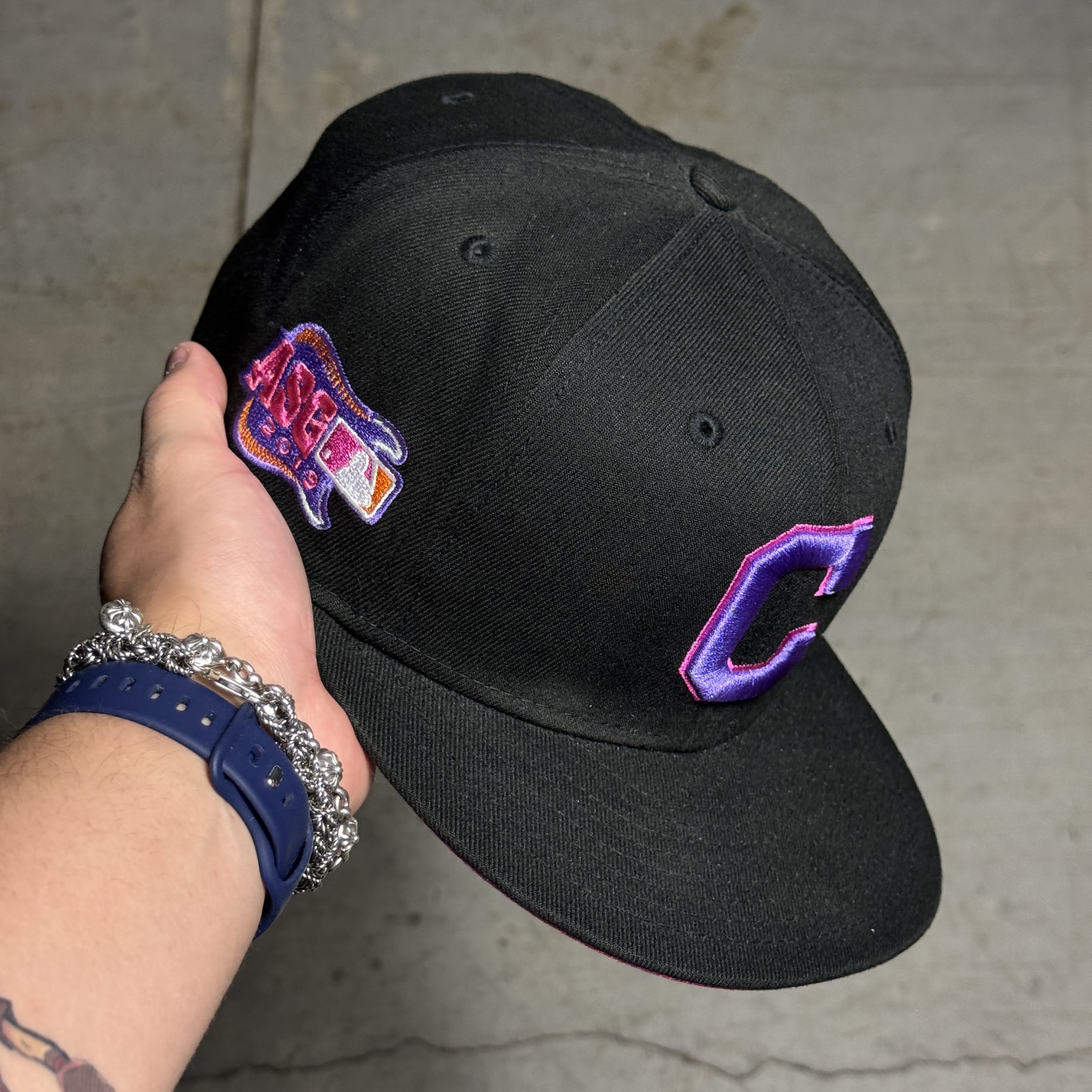 USED 3/4 Black Cleveland Indians 2019 ASG 59fifty New Era Fitted Hat Cap