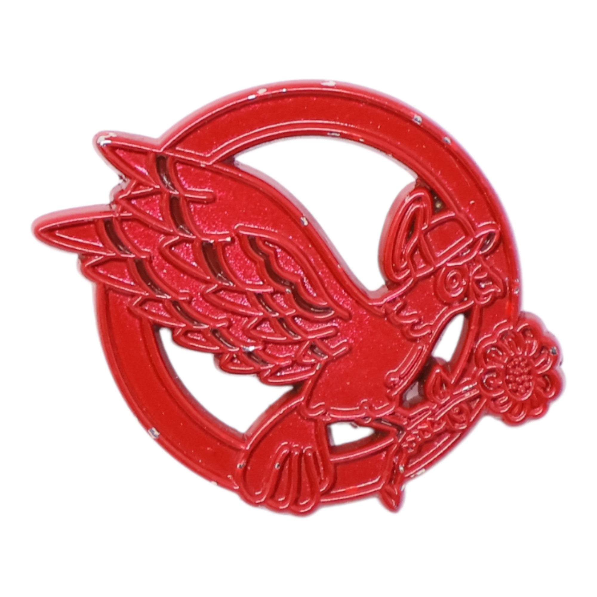 Red Circle Bird Graphic Pin