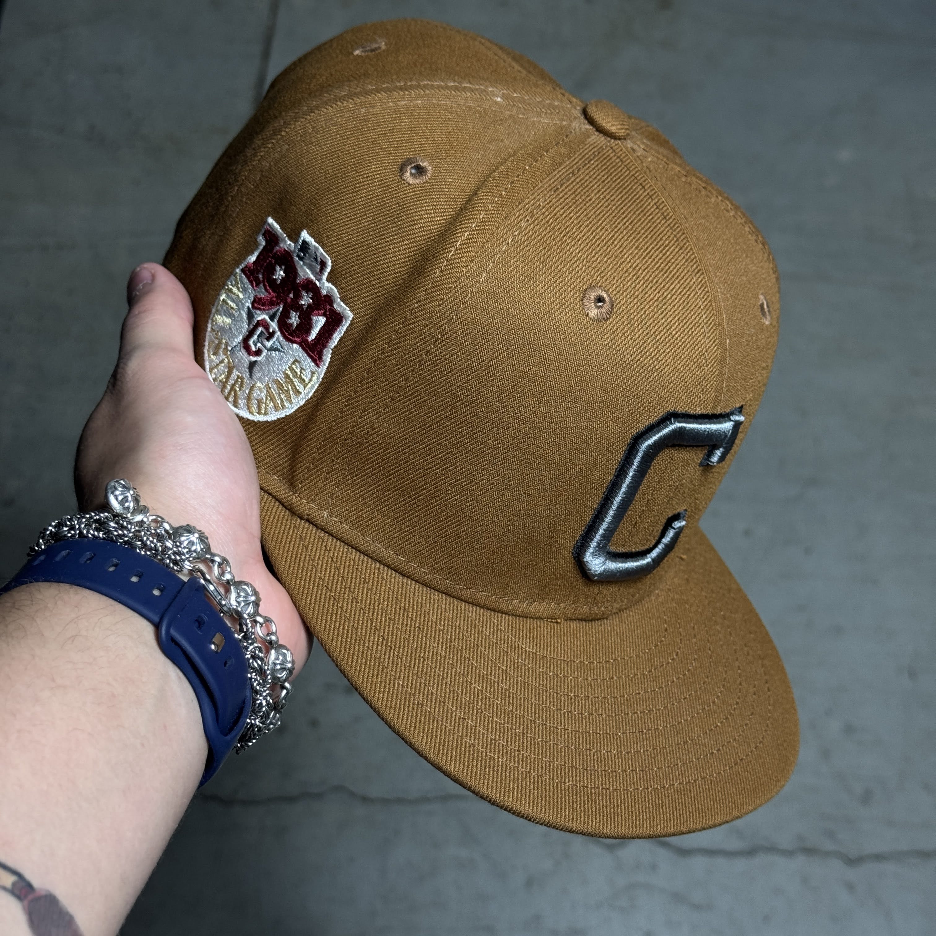 USED 3/4 Brown Cleveland Indians 1981 All Star Game 59fifty New Era Fitted Hat Cap