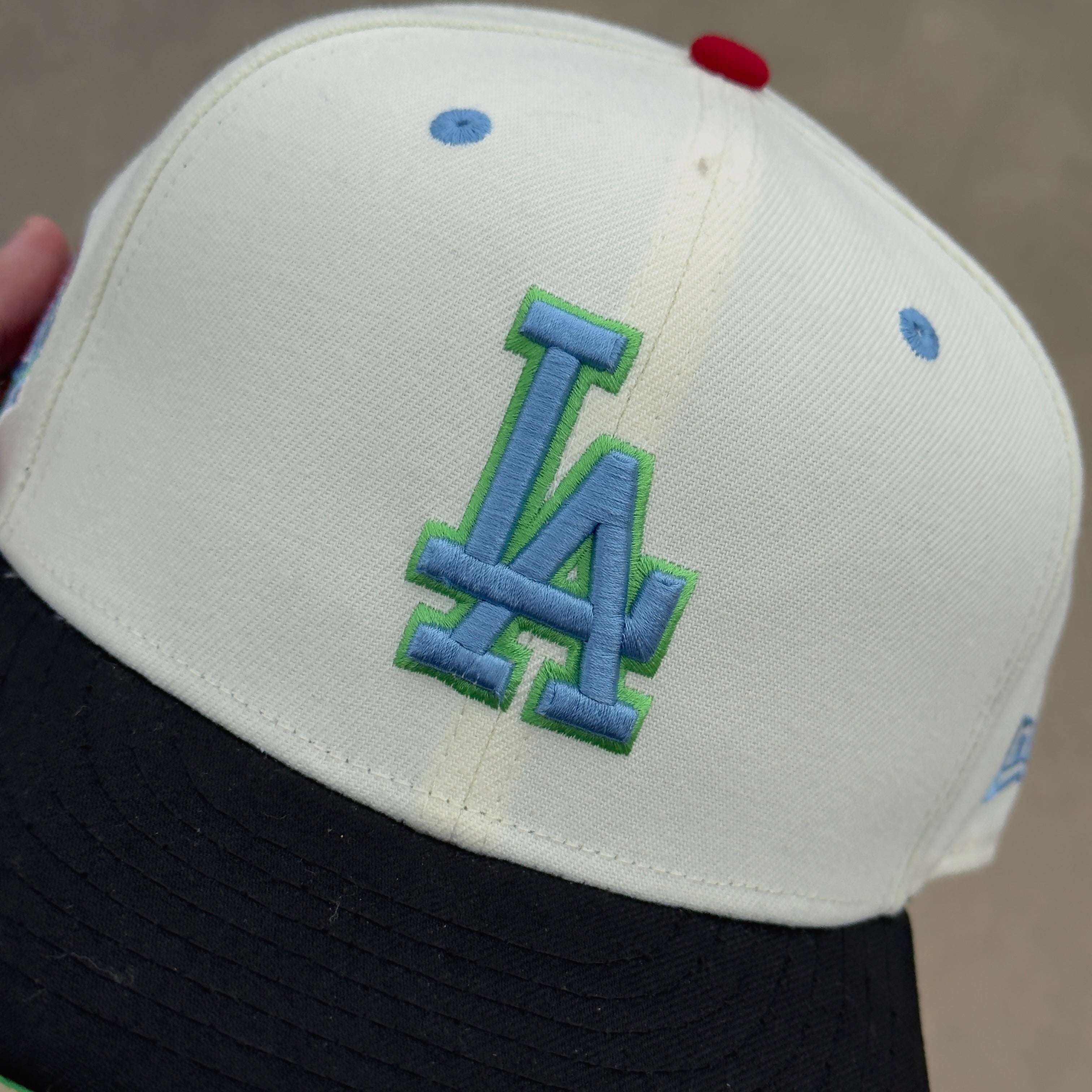 7 5/8 USED Chrome Los Angeles Dodgers 1995 Champs 59fifty New Era Fitted Hat Cap