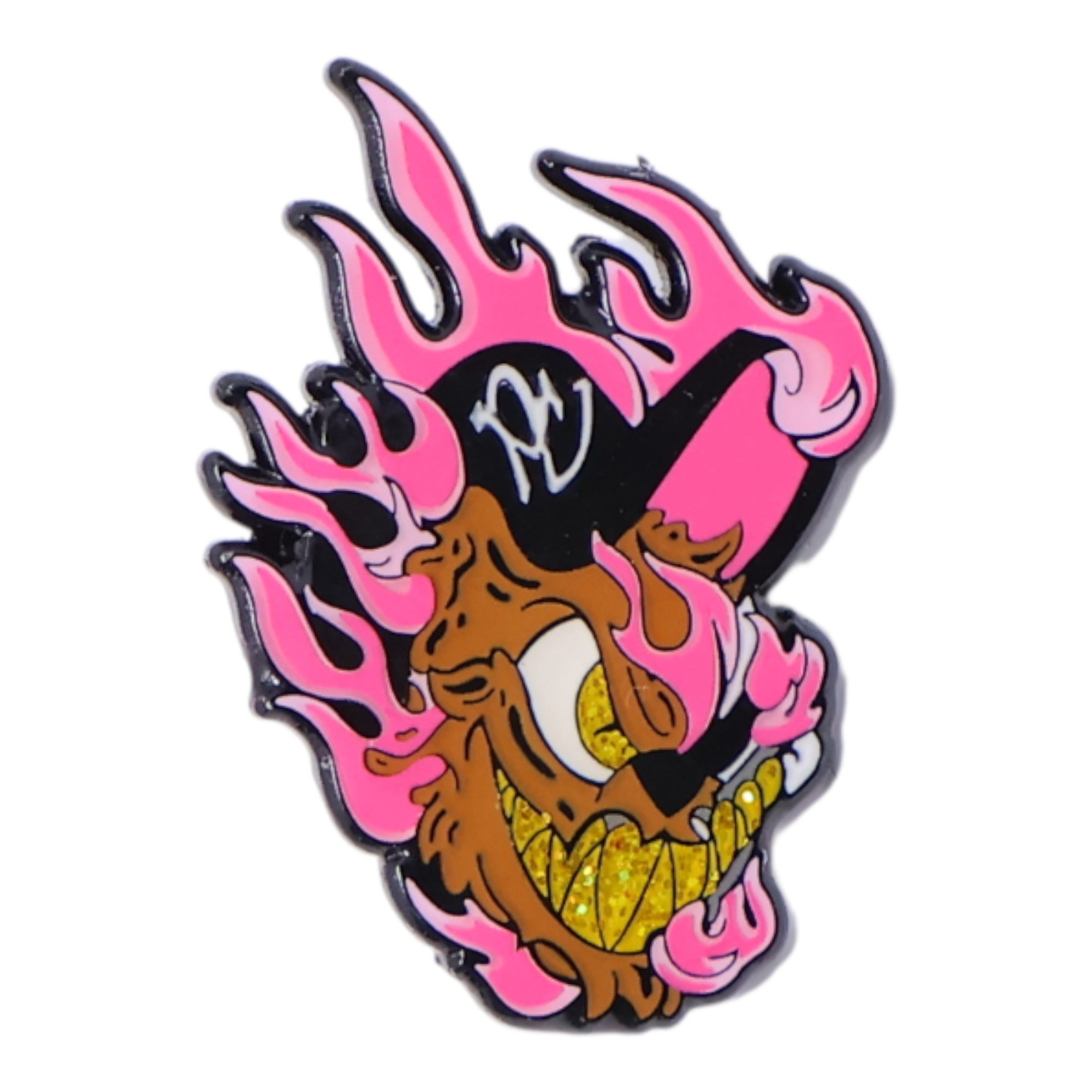 Teddy Bear on Fire Graphic Pin