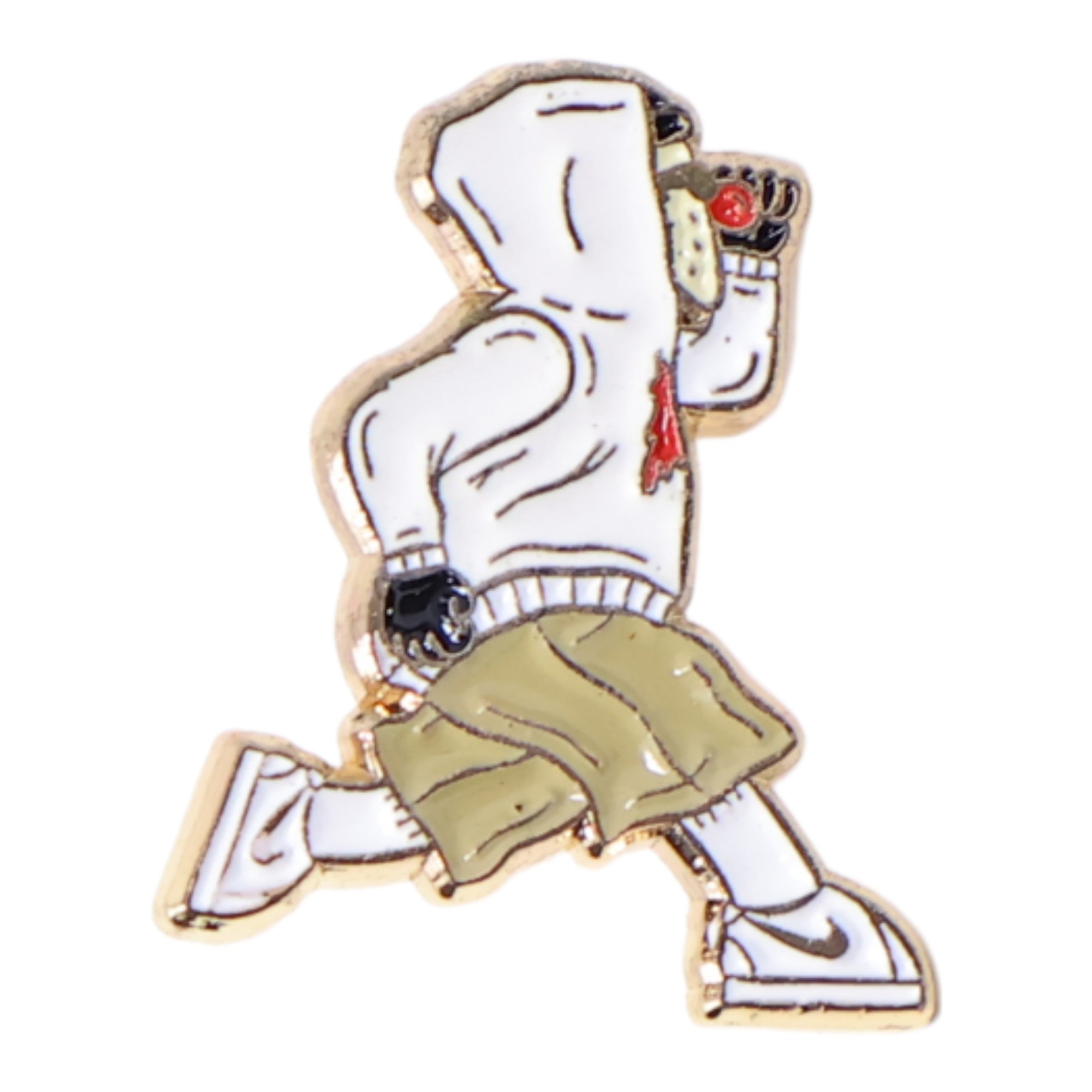 On the Run Hooded Man Graphic Pin