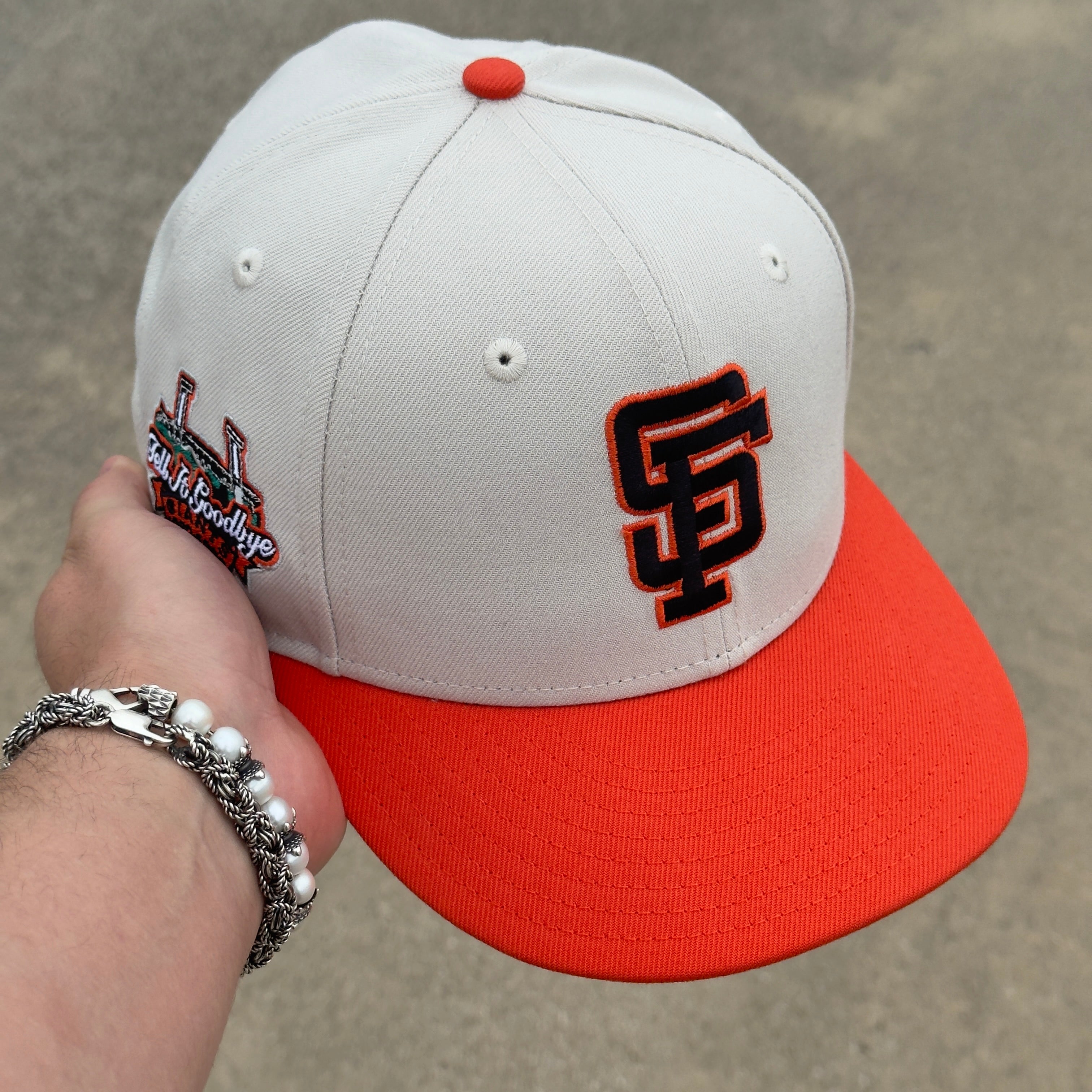 7 5/8 USED Stone San Francisco Giants Tell It Goodbye 59fifty New Era Fitted Hat Cap