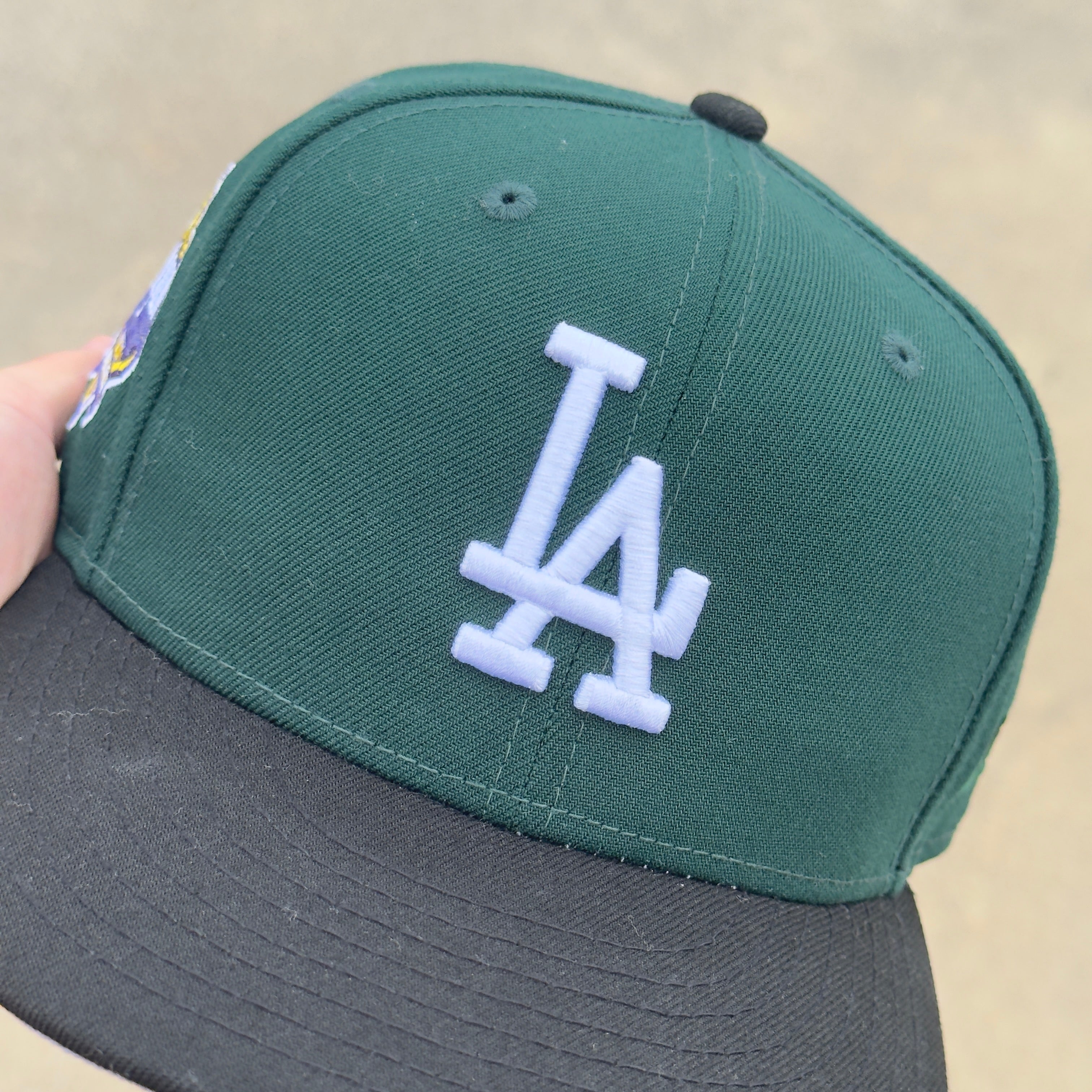 7 5/8 USED Green Los Angeles Dodgers Dodger Stadium 59fifty New Era Fitted Hat Cap