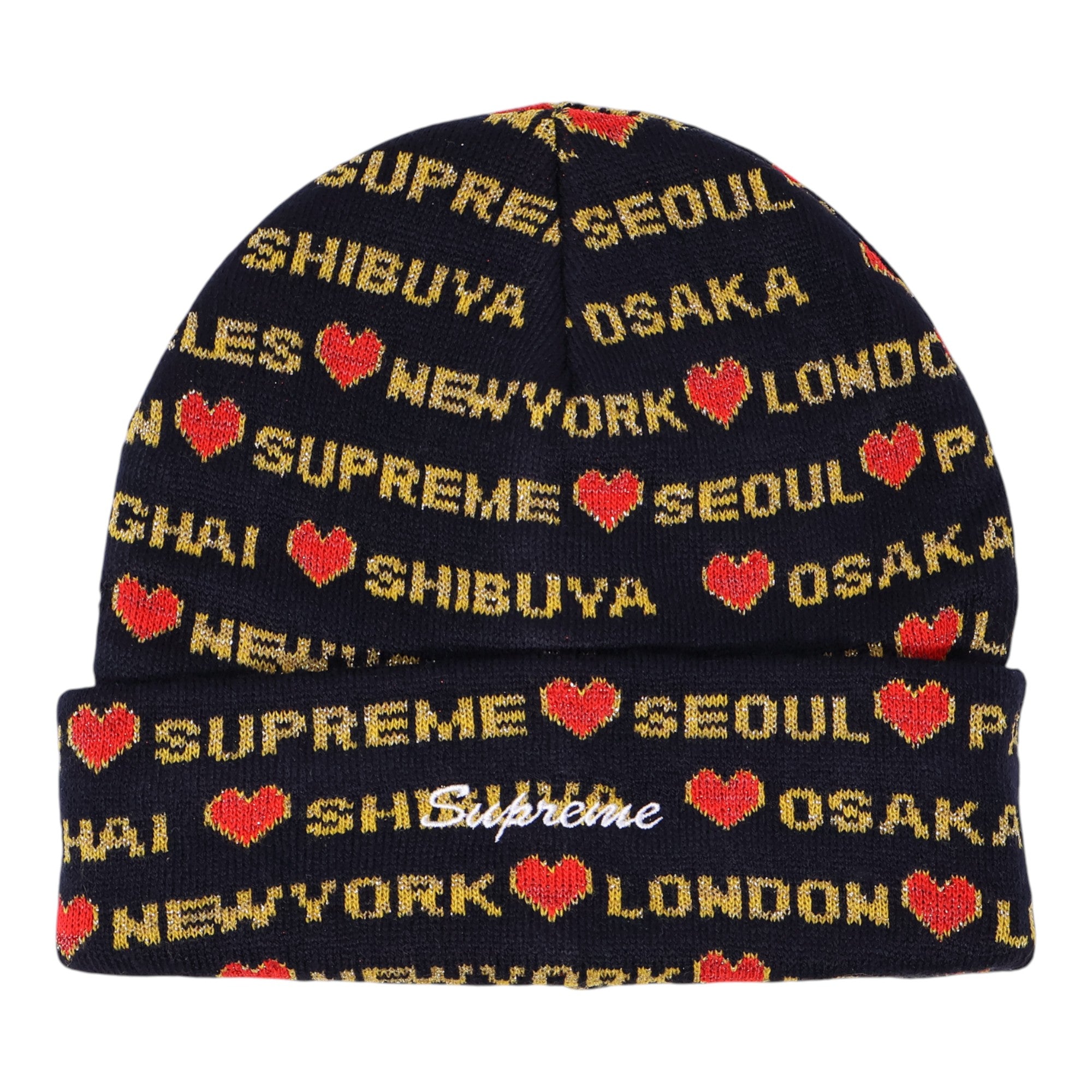 NEW Supreme New York Clothing Hearts Beanie Black